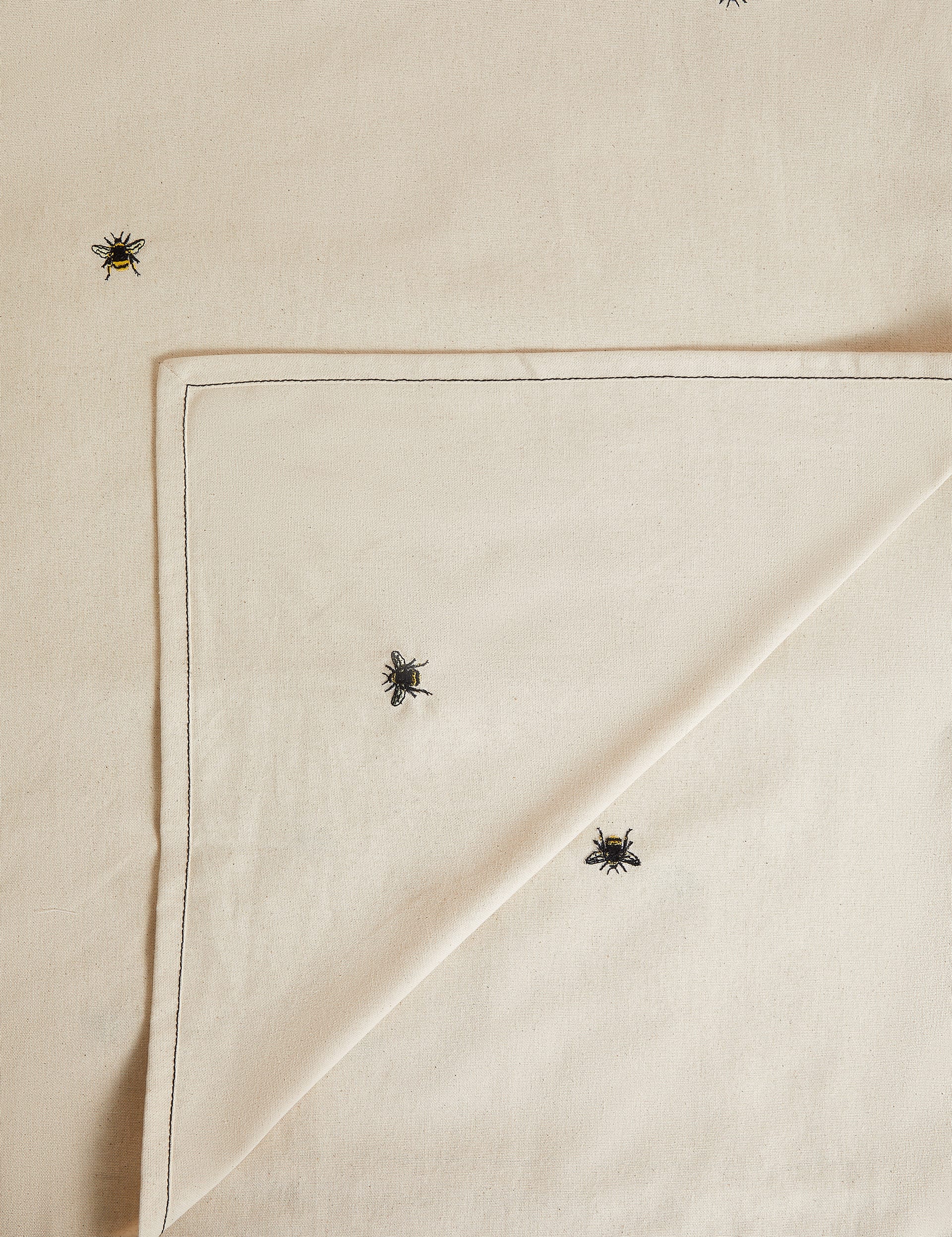 M&S Collection Pure Cotton Bee Embroidered Tablecloth - Natural, Natural