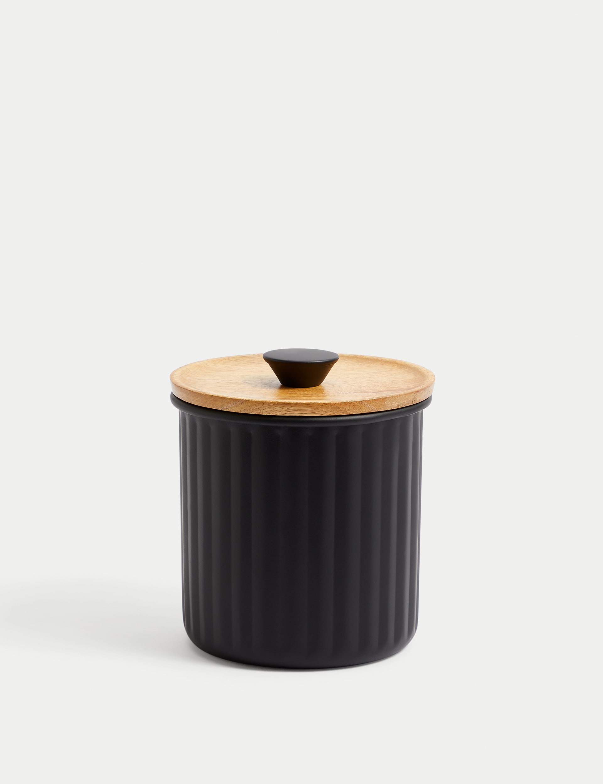 M&S Collection Small Ribbed Storage Jar - Black, Black