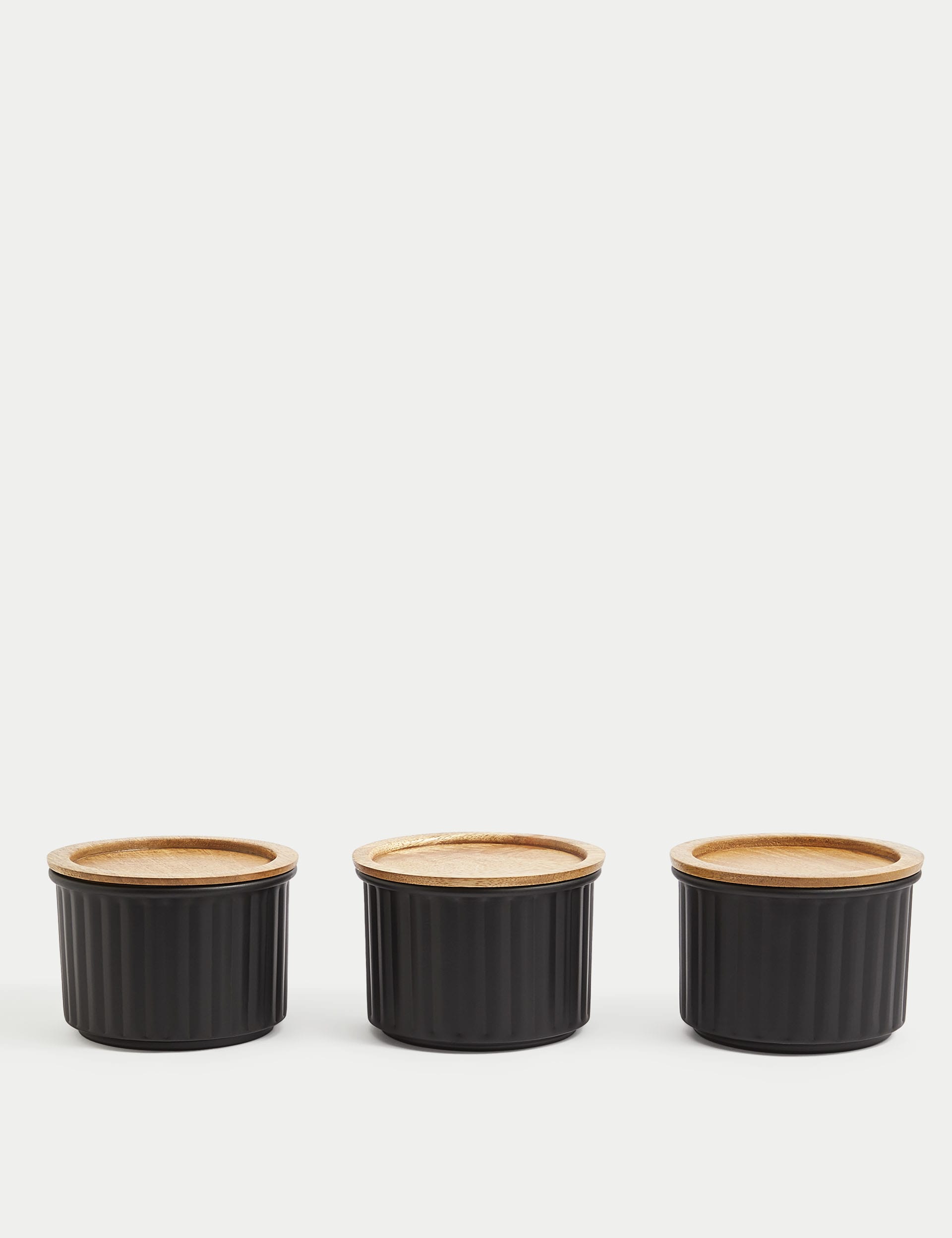 M&S Collection Set of 3 Round Storage Jars - Black, Black