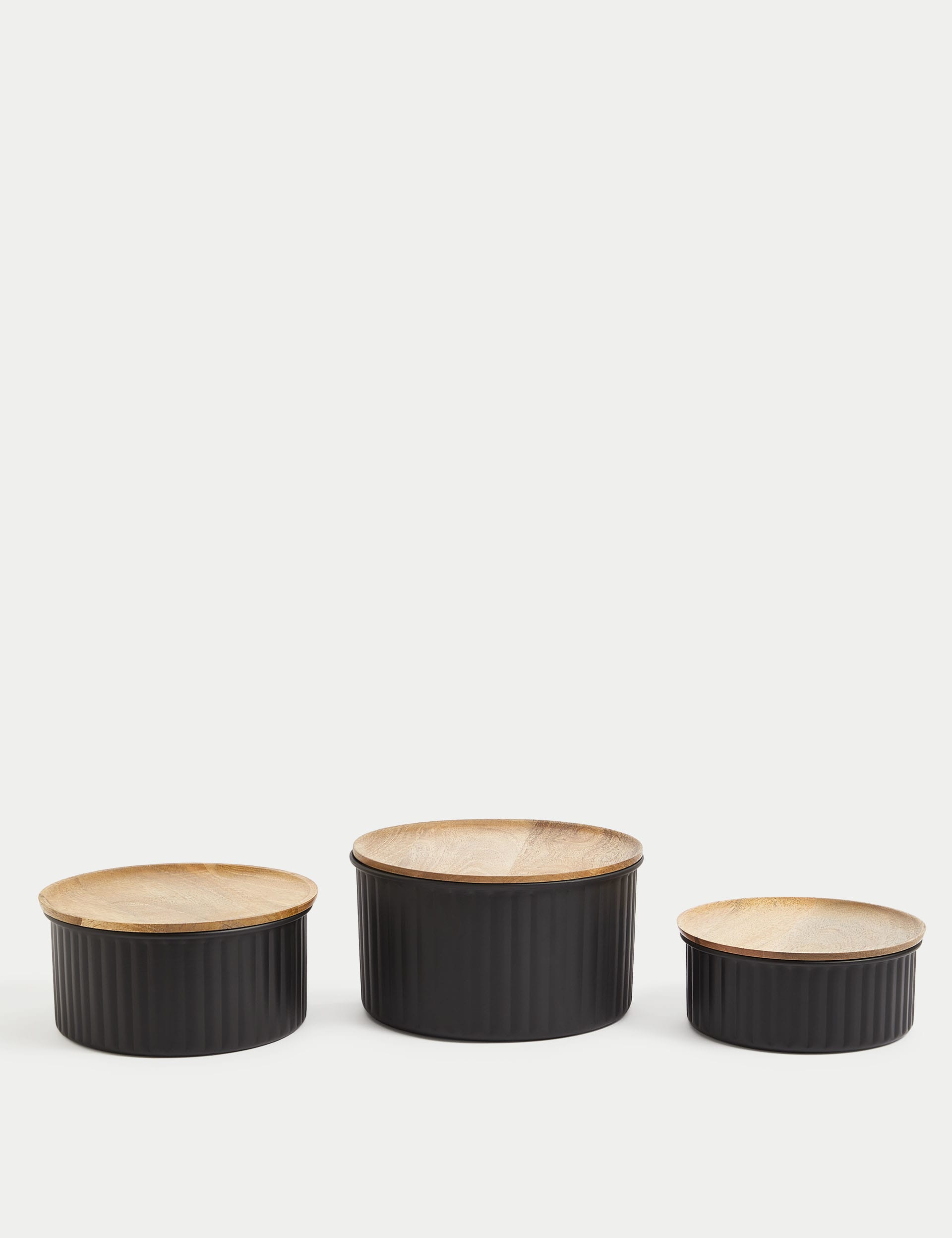 M&S Collection Set of 3 Ribbed Stacking Cake Tins - Black, Black