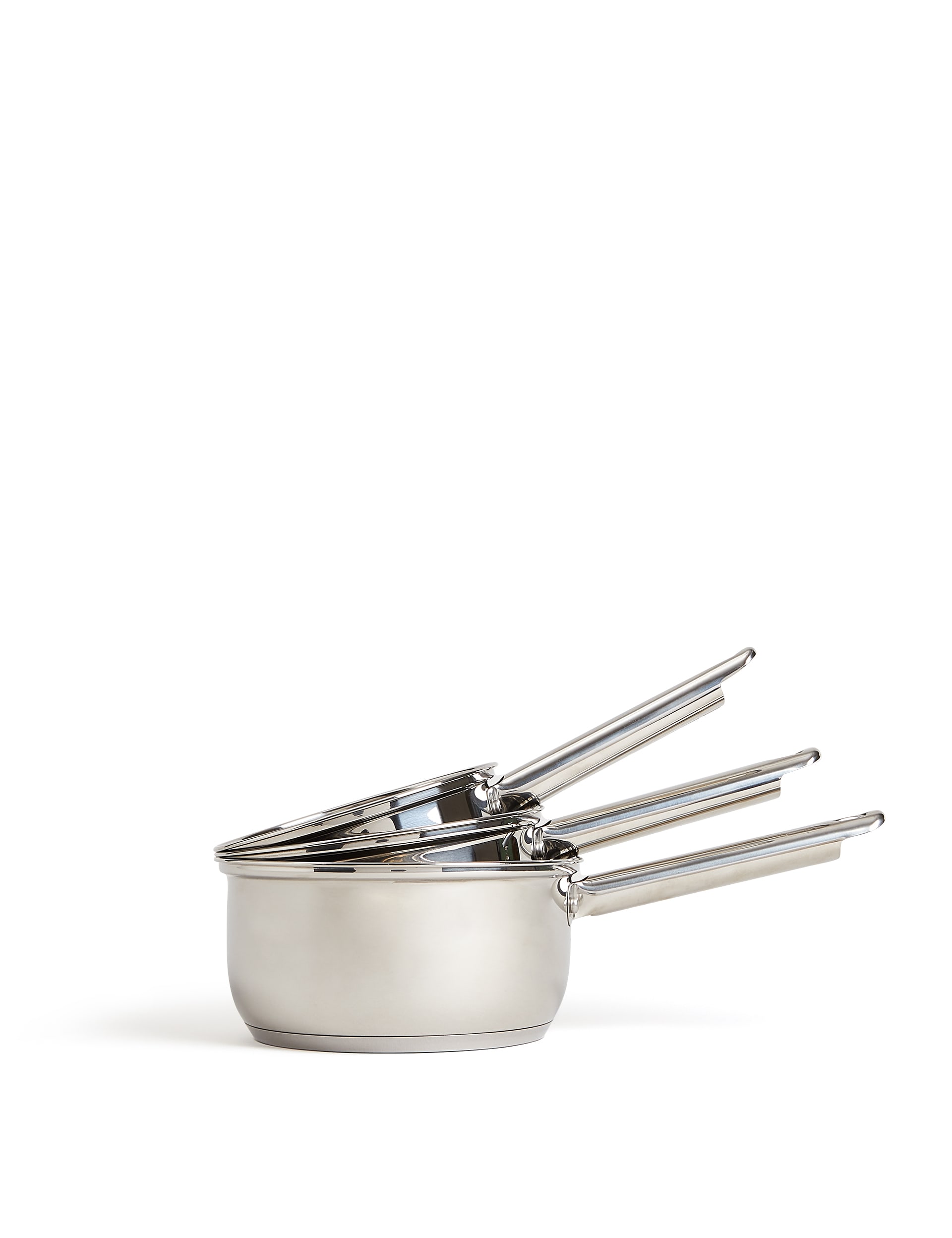 M&S Collection 3 Piece Stainless Steel Pan Set - Silver, Silver