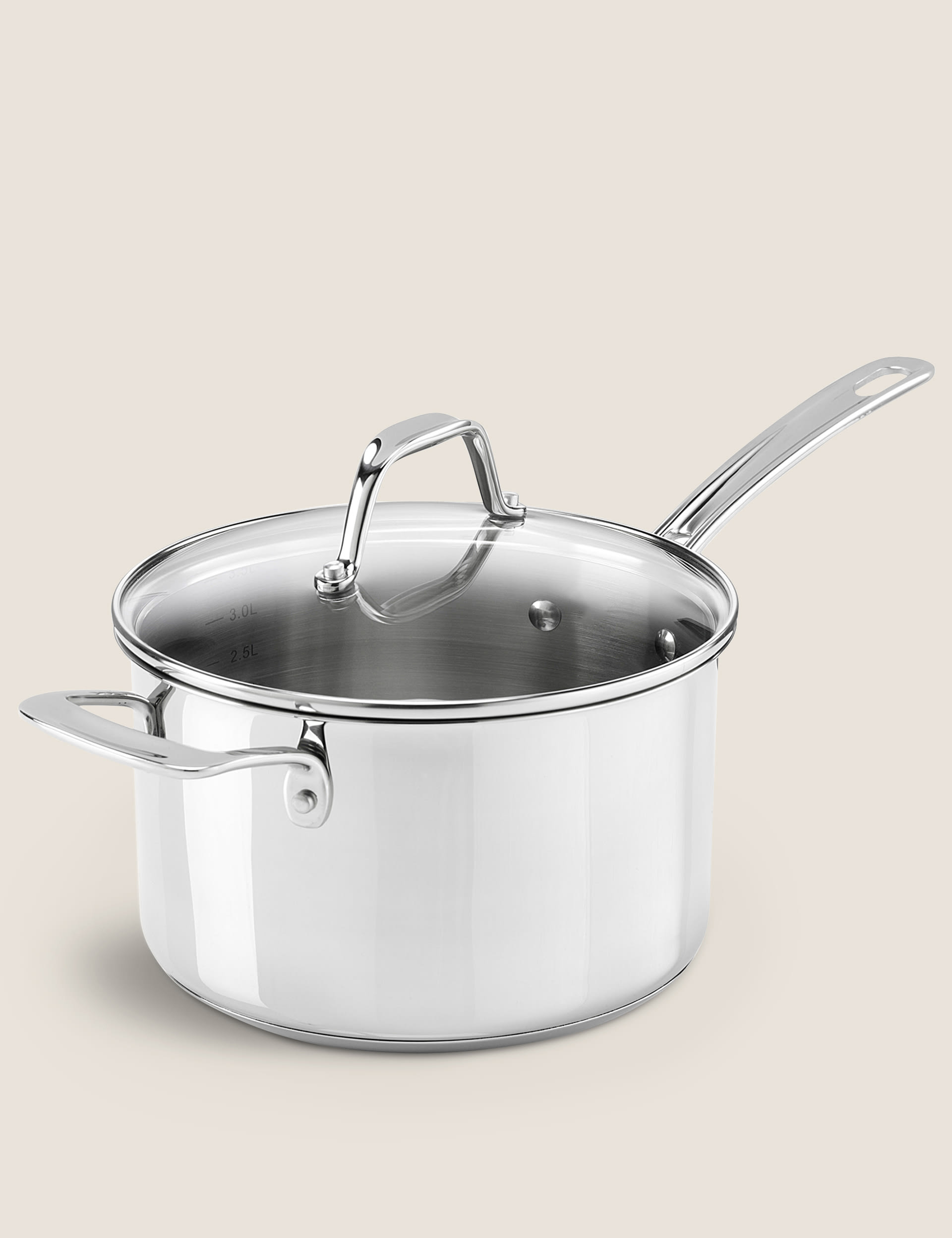 M&S Collection Stainless Steel 20cm Large Saucepan - Silver, Silver