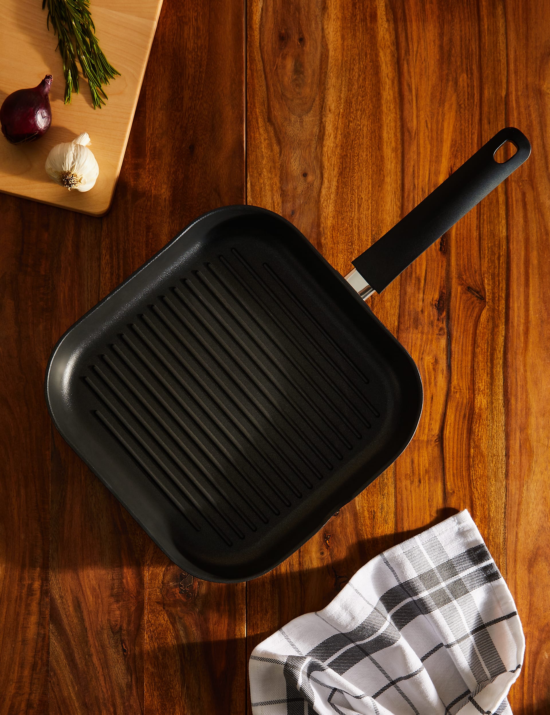 M&S Collection Cast Aluminium Griddle Pan - Charcoal, Charcoal