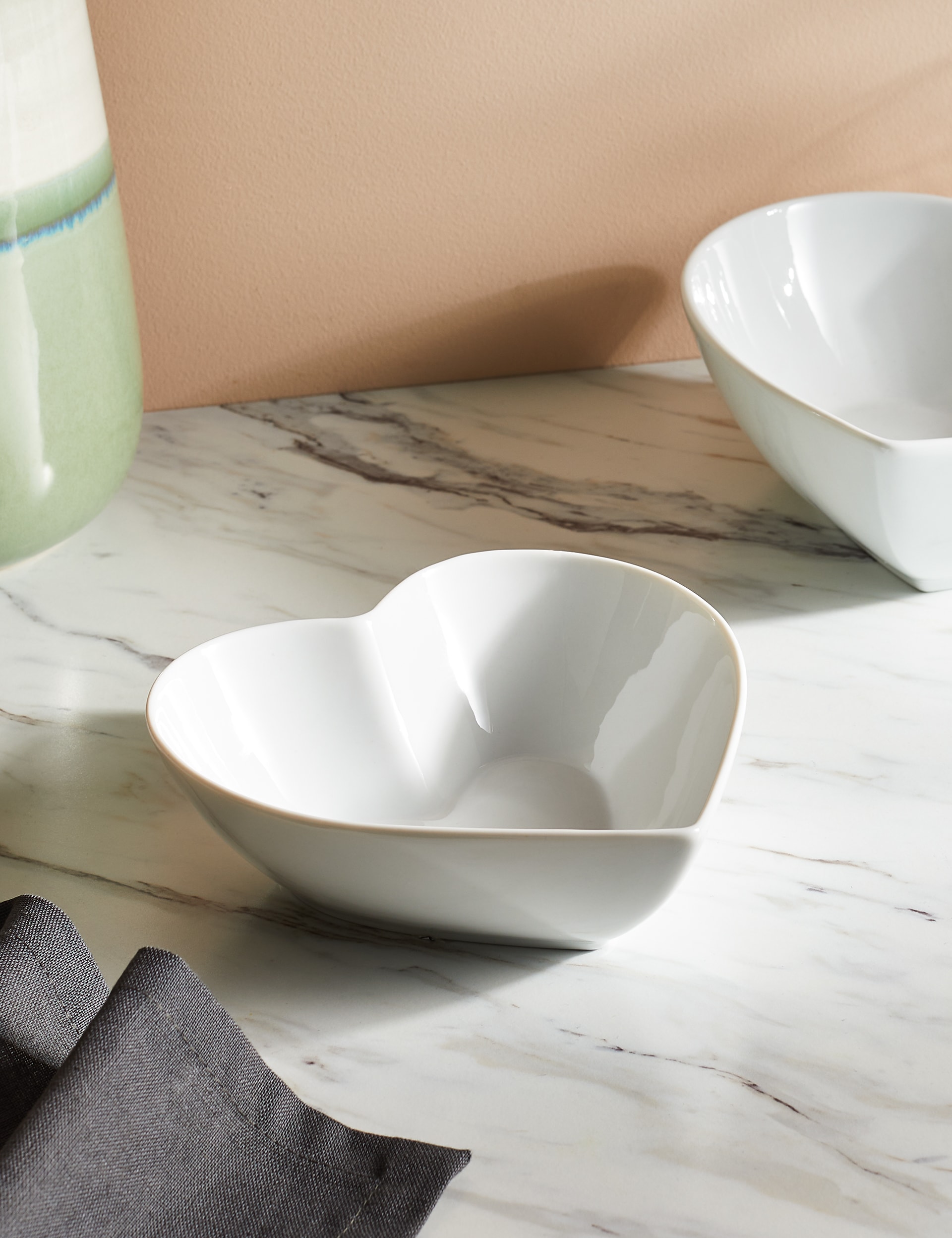 M&S Collection Maxim Small Heart Serving Bowl - White, White