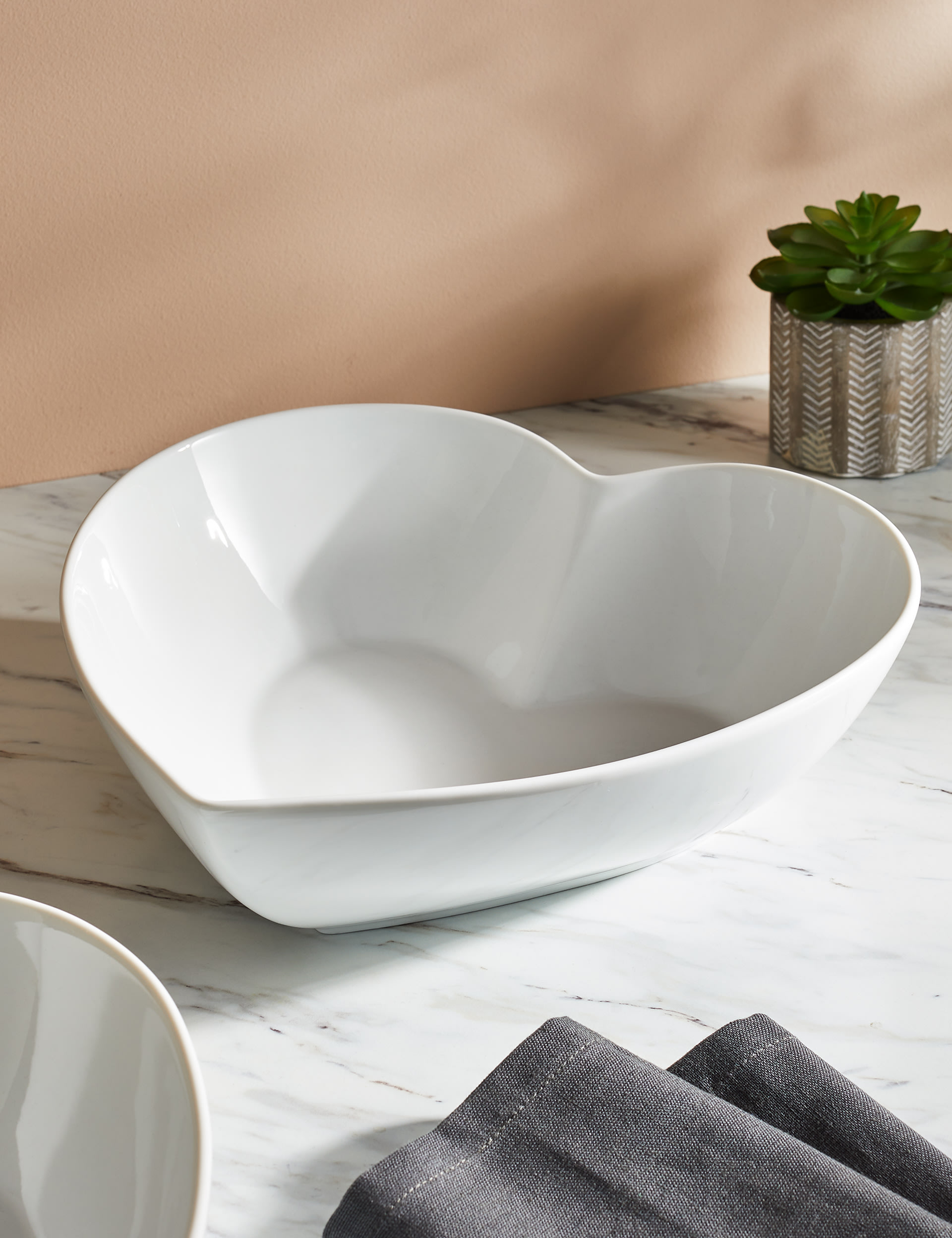 M&S Collection Maxim Large Heart Serving Bowl - White, White