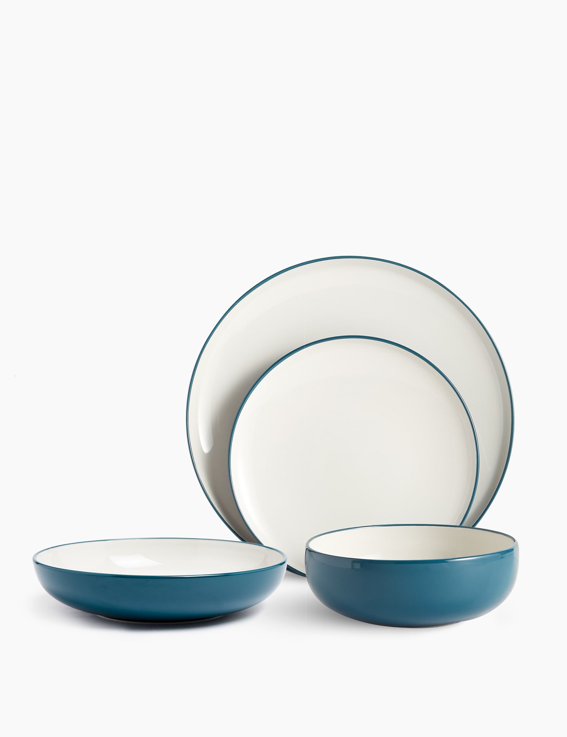 M&S Collection 16 Piece Tribeca Dinner Set - Teal, Teal