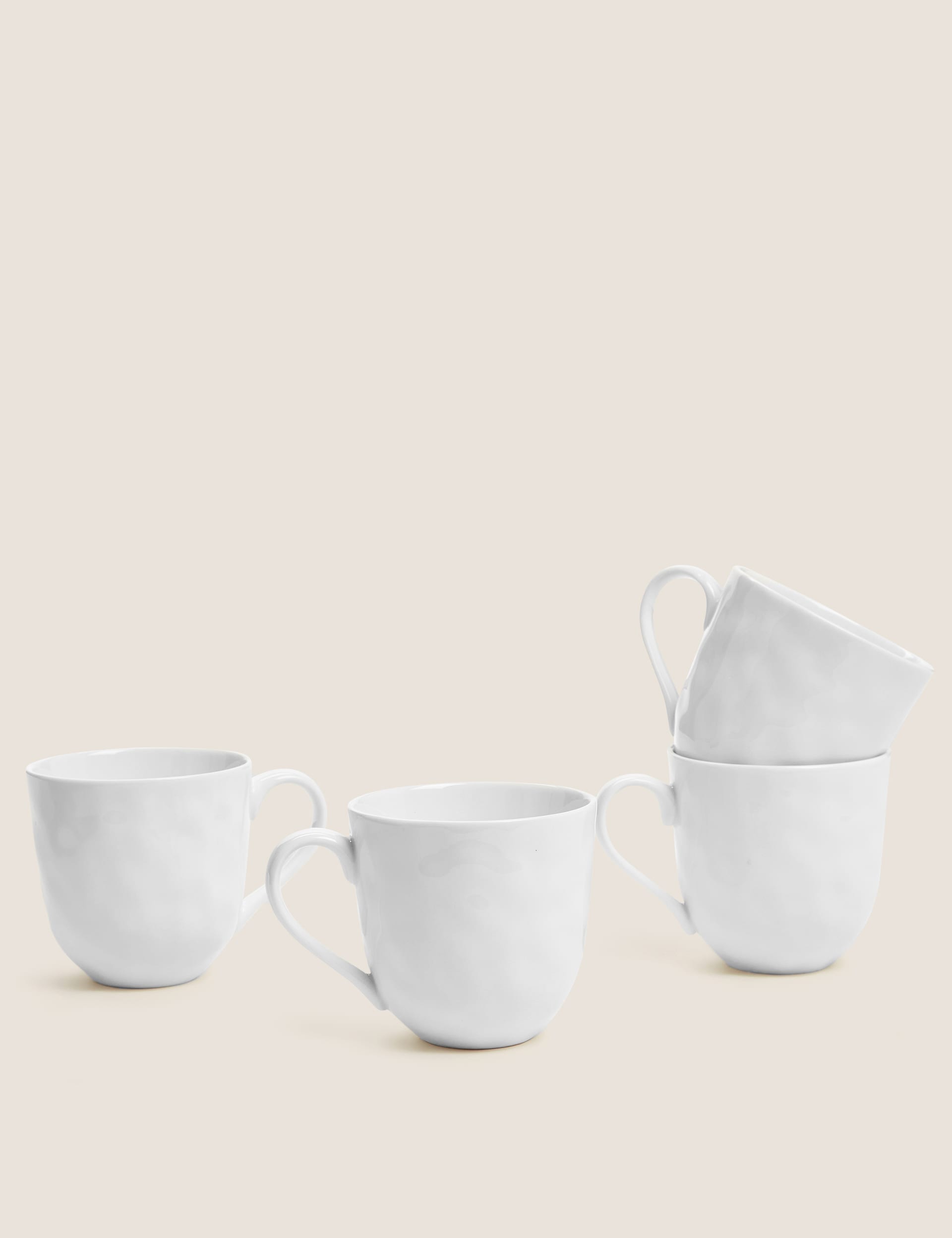 M&S Collection Set of 4 Artisan Mugs - White, White