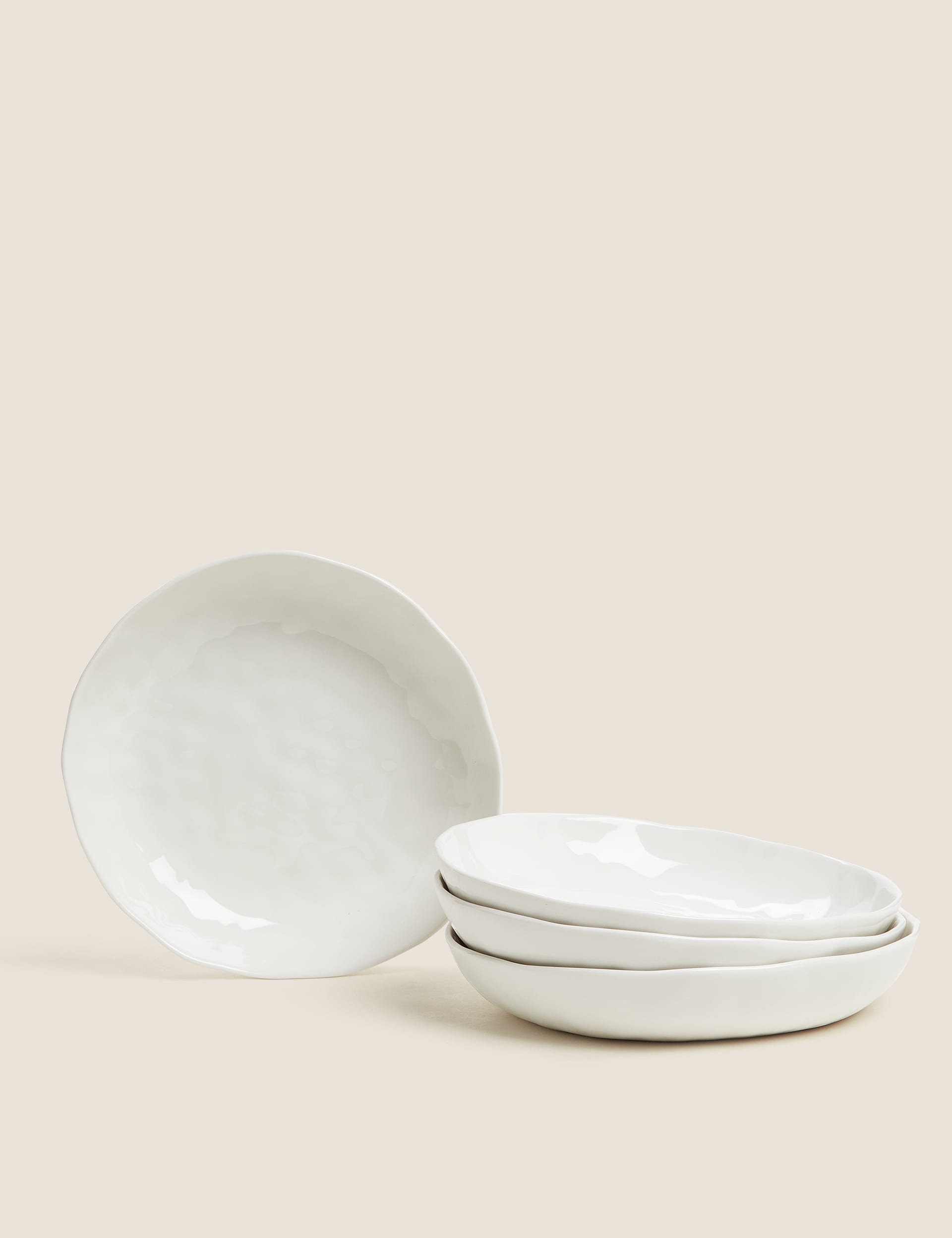 M&S Collection Set of 4 Artisan Pasta Bowls - White, White