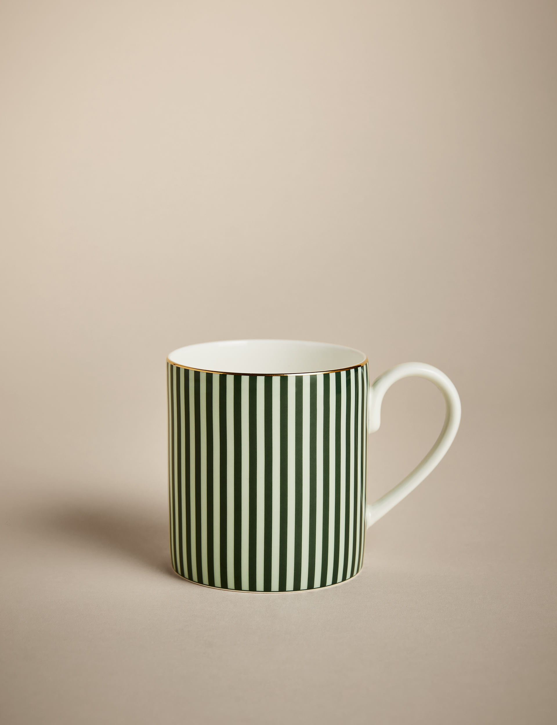 M&S Collection Set of 4 Hampton Stripe Mugs - Green, Green,Grey Mix