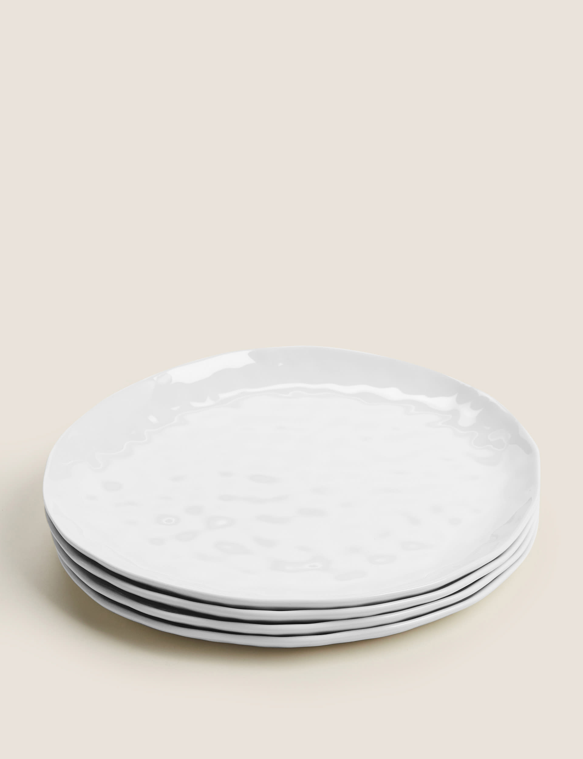 M&S Collection Set of 4 Artisan Dinner Plates - White, White