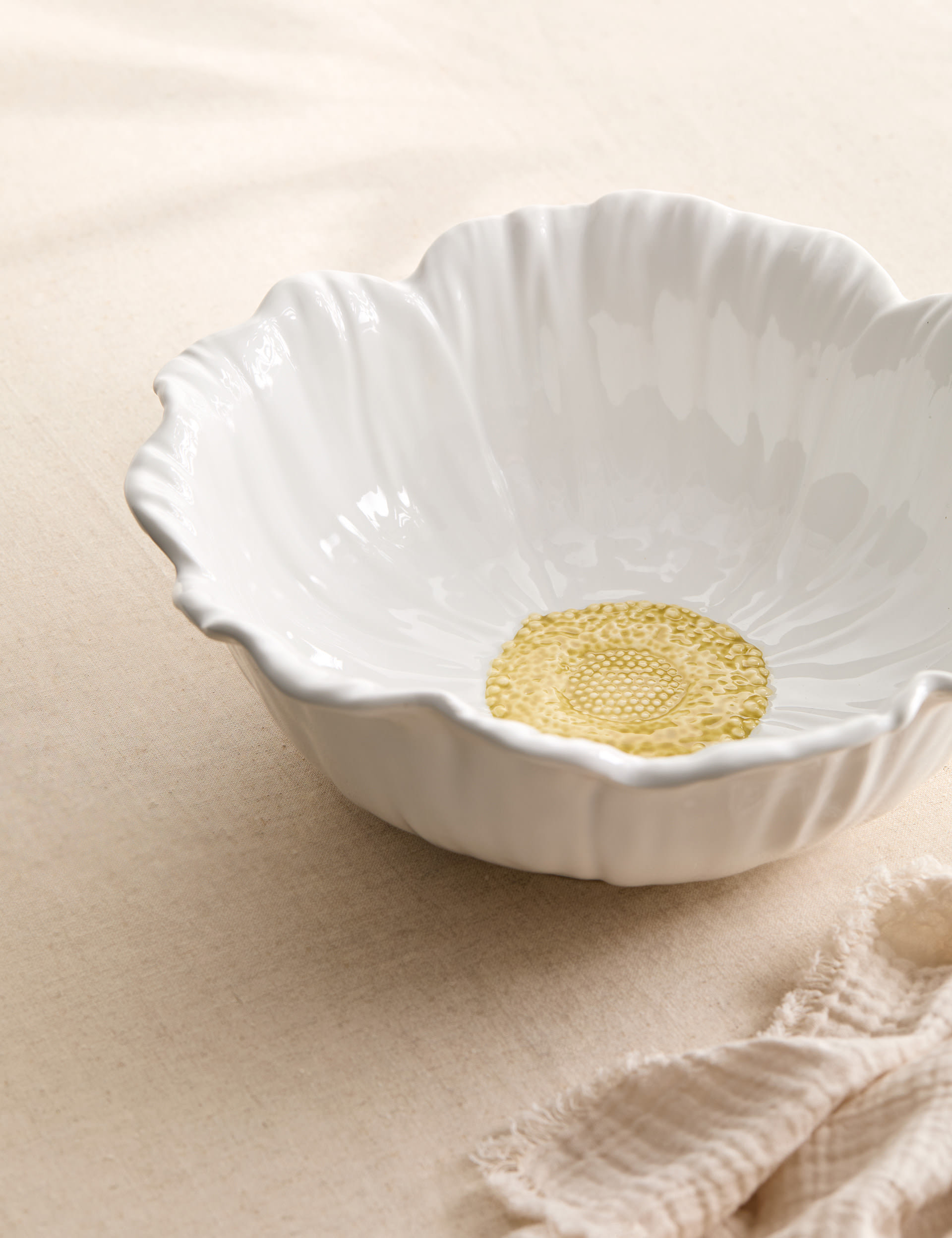 M&S Collection Floral Serving Bowl - White, White