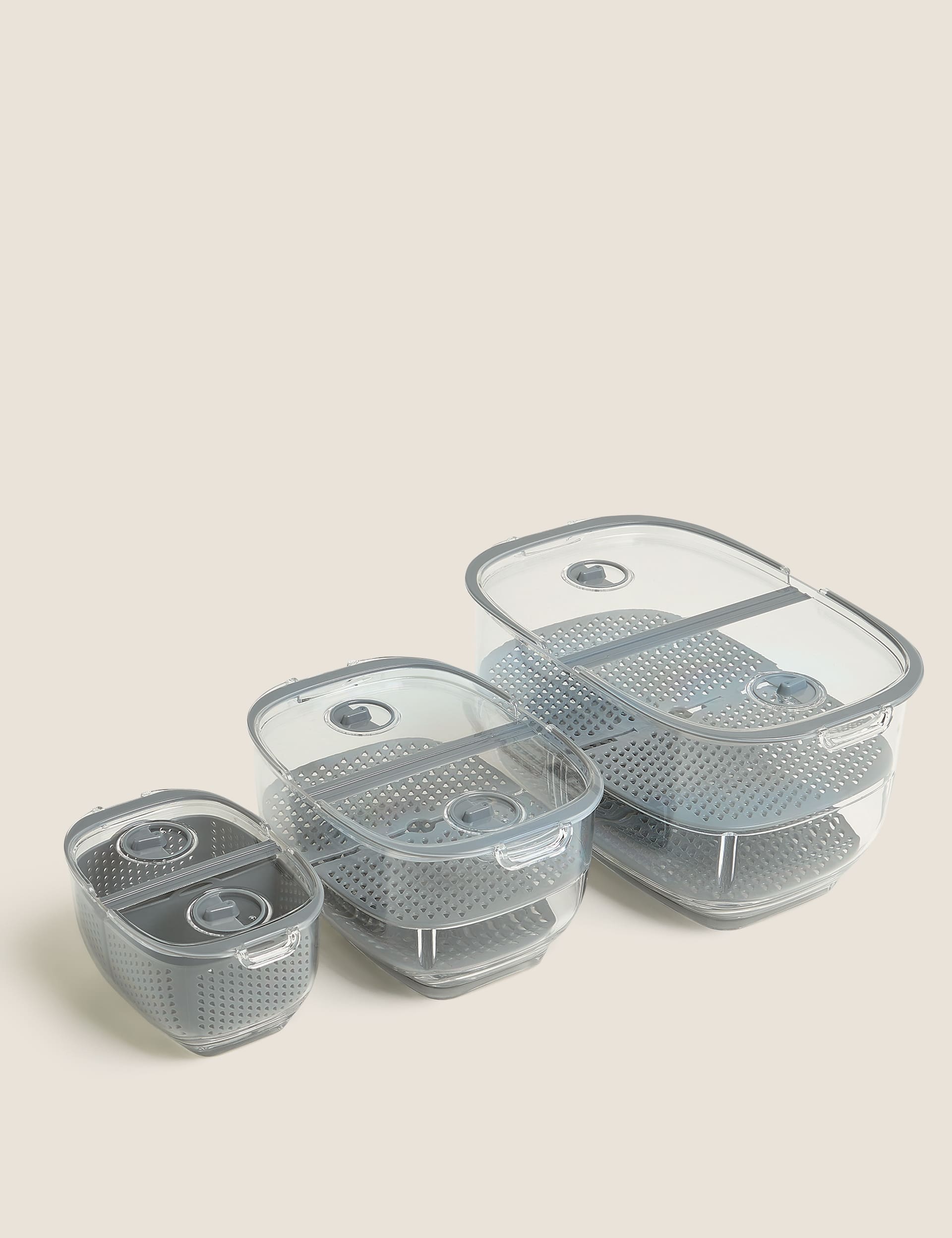 M&S Collection Set of 3 Nesting Fridge Storage Containers - Multi, Multi