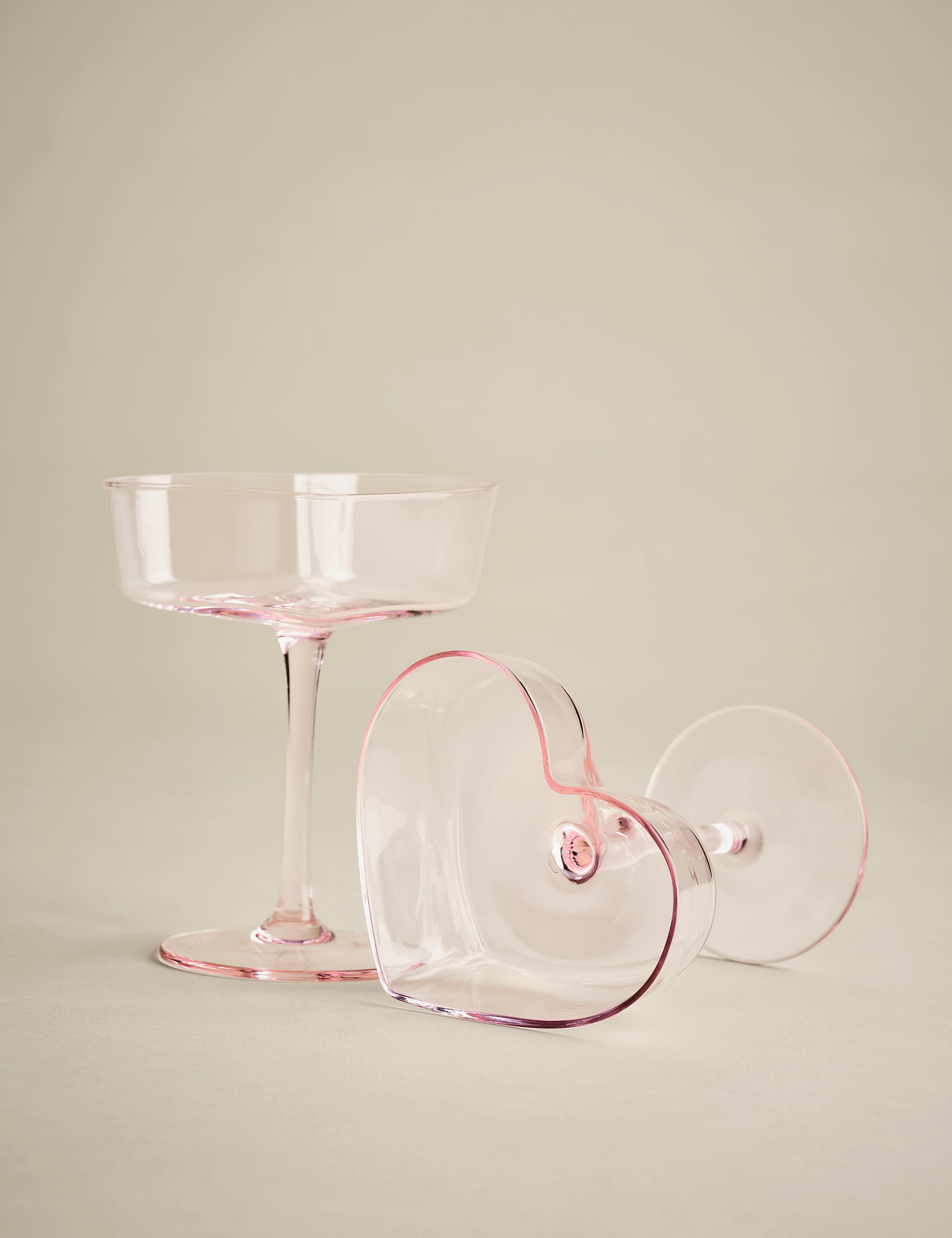 M&S Collection Set of 2 Heart Coupe Glasses - Pink, Pink