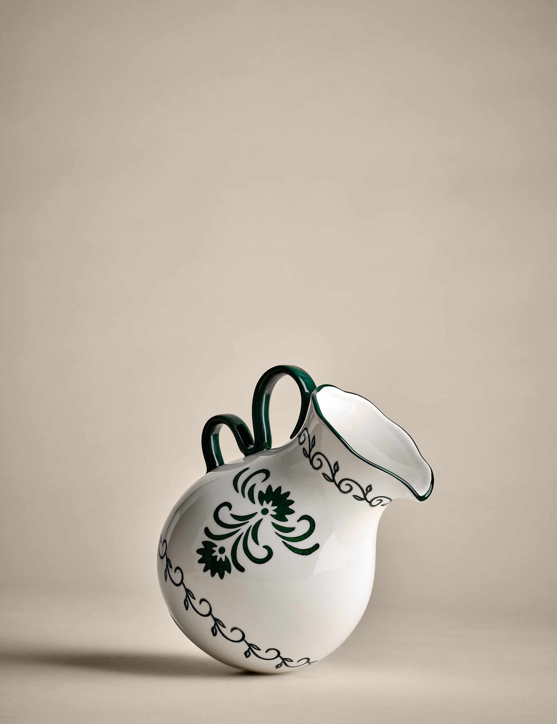 M&S Collection Hand Painted Jug - Green, Green