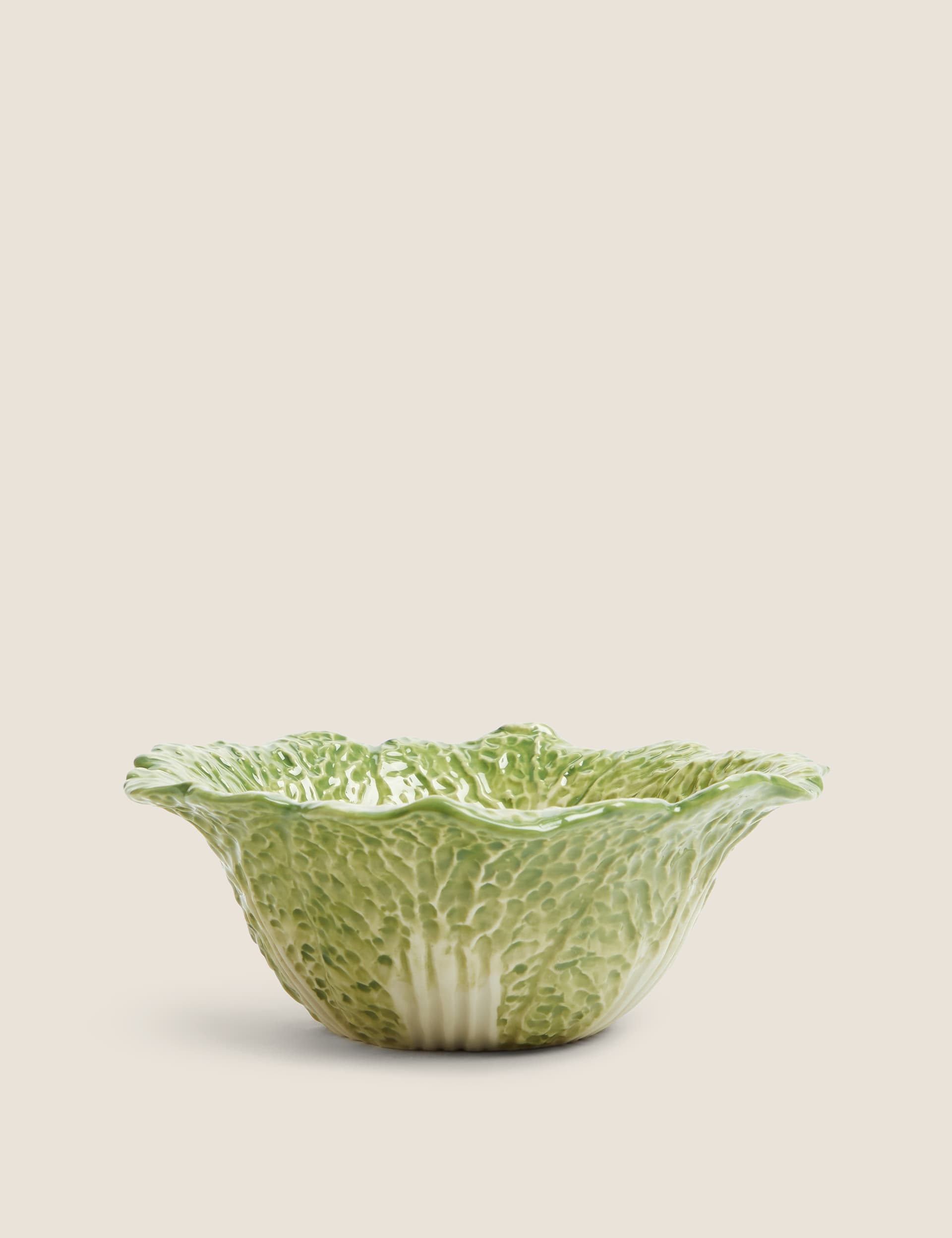 M&S Collection Cabbage Medium Serving Bowl - Green, White,Green