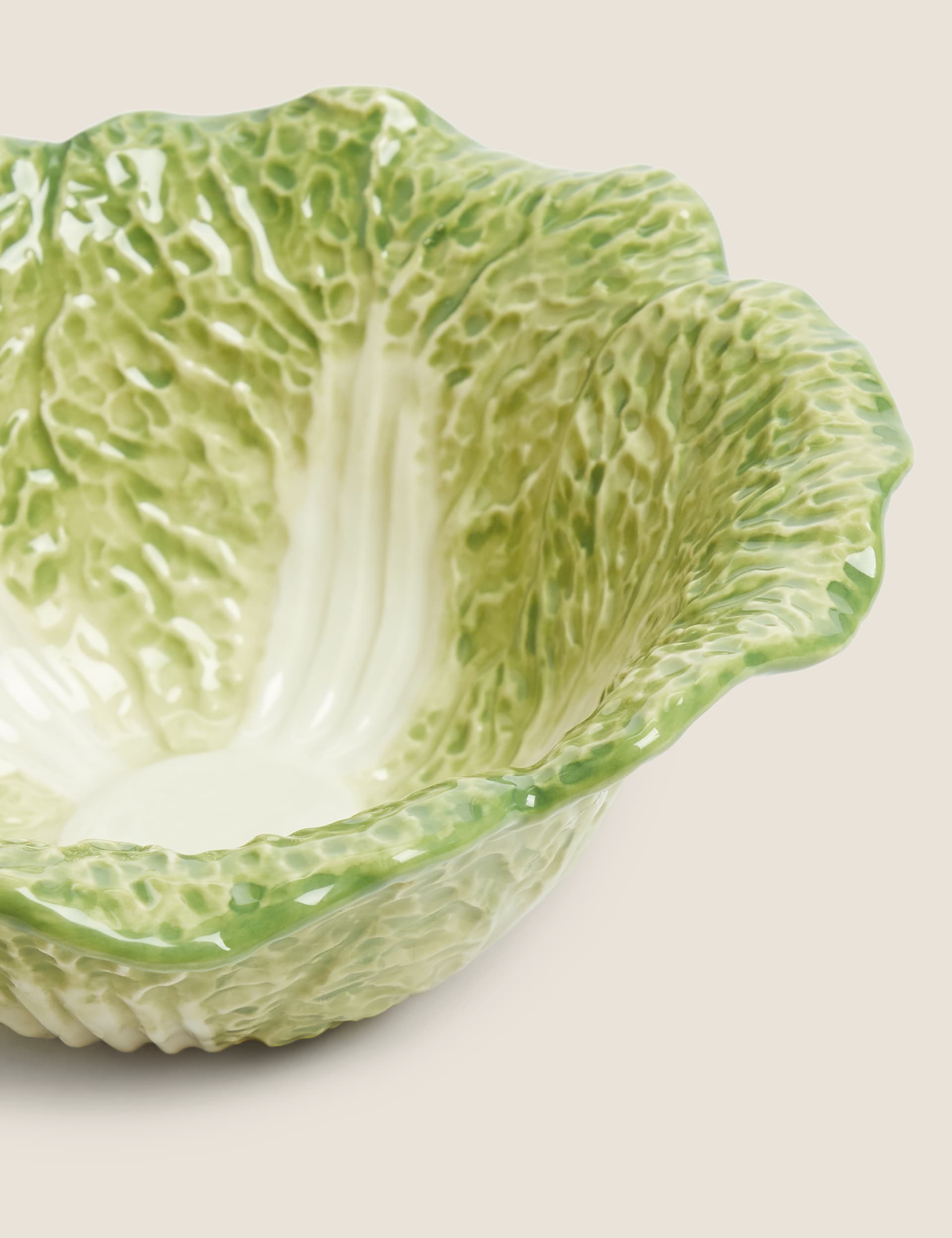 M&S Collection Cabbage Serving Bowl - Green, Green,White