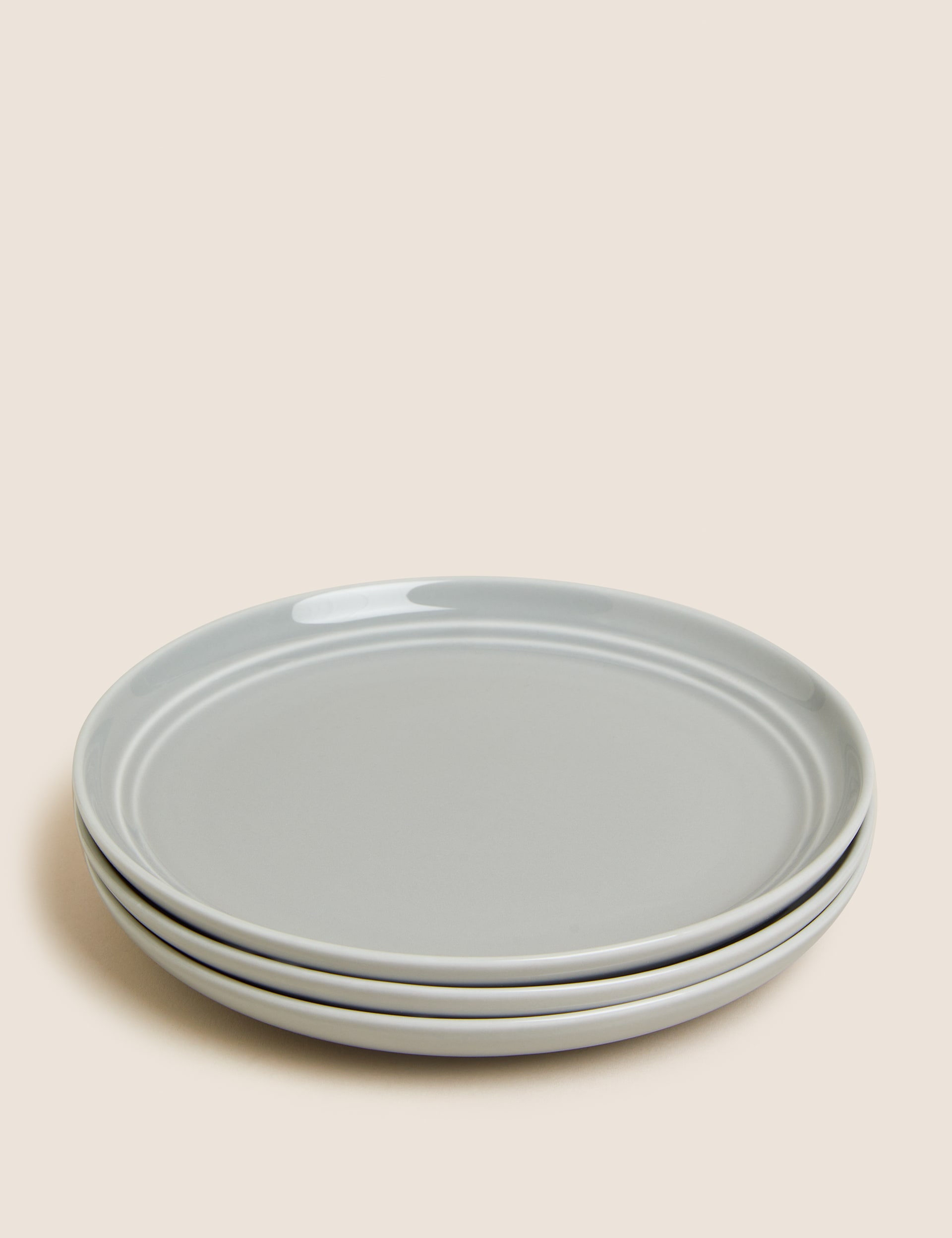 M&S Collection Set Of 4 Marlowe Side Plates - Light Grey, Light Grey,White