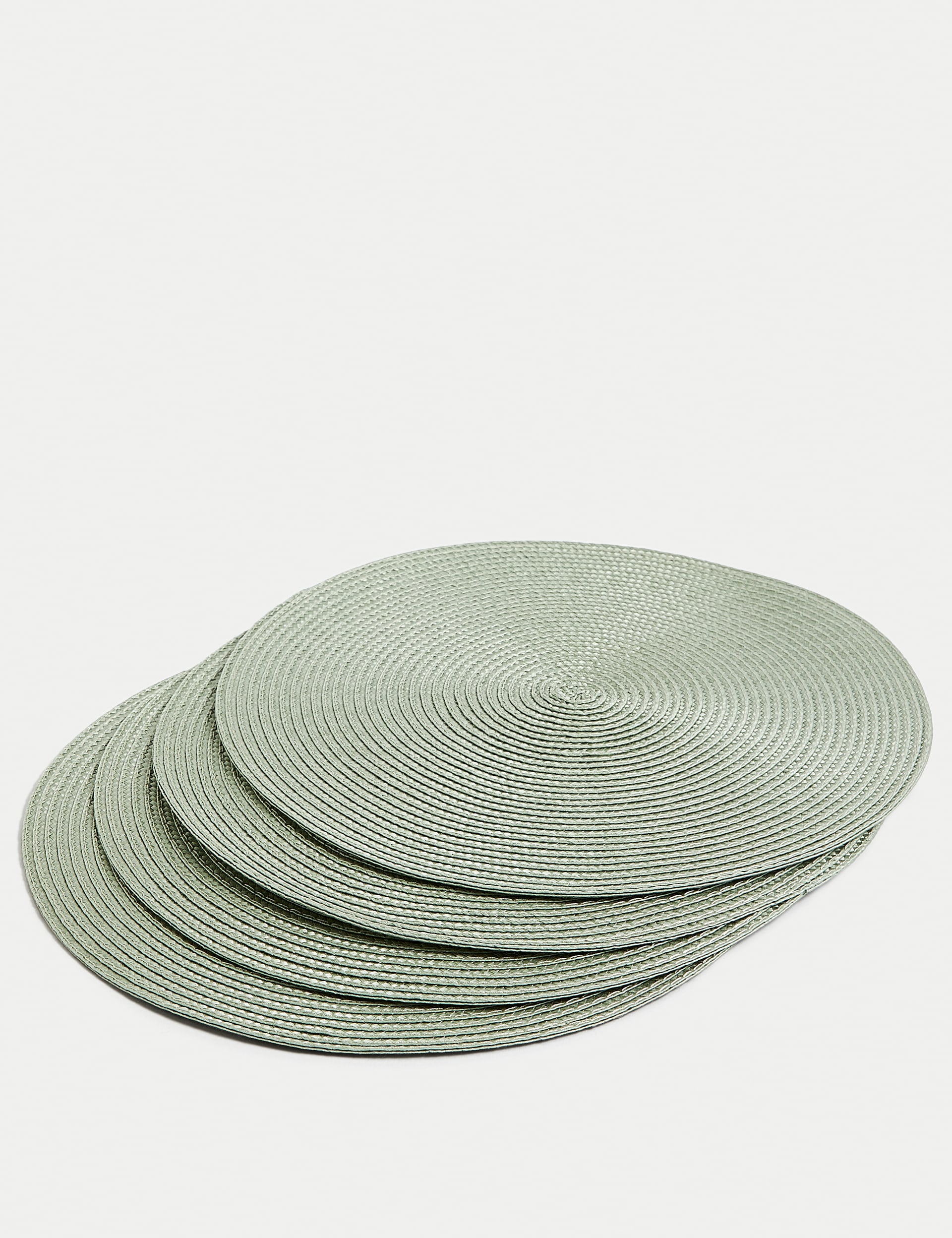 M&S Collection Set of 4 Round Woven Placemats - Sage, Grey,Sage