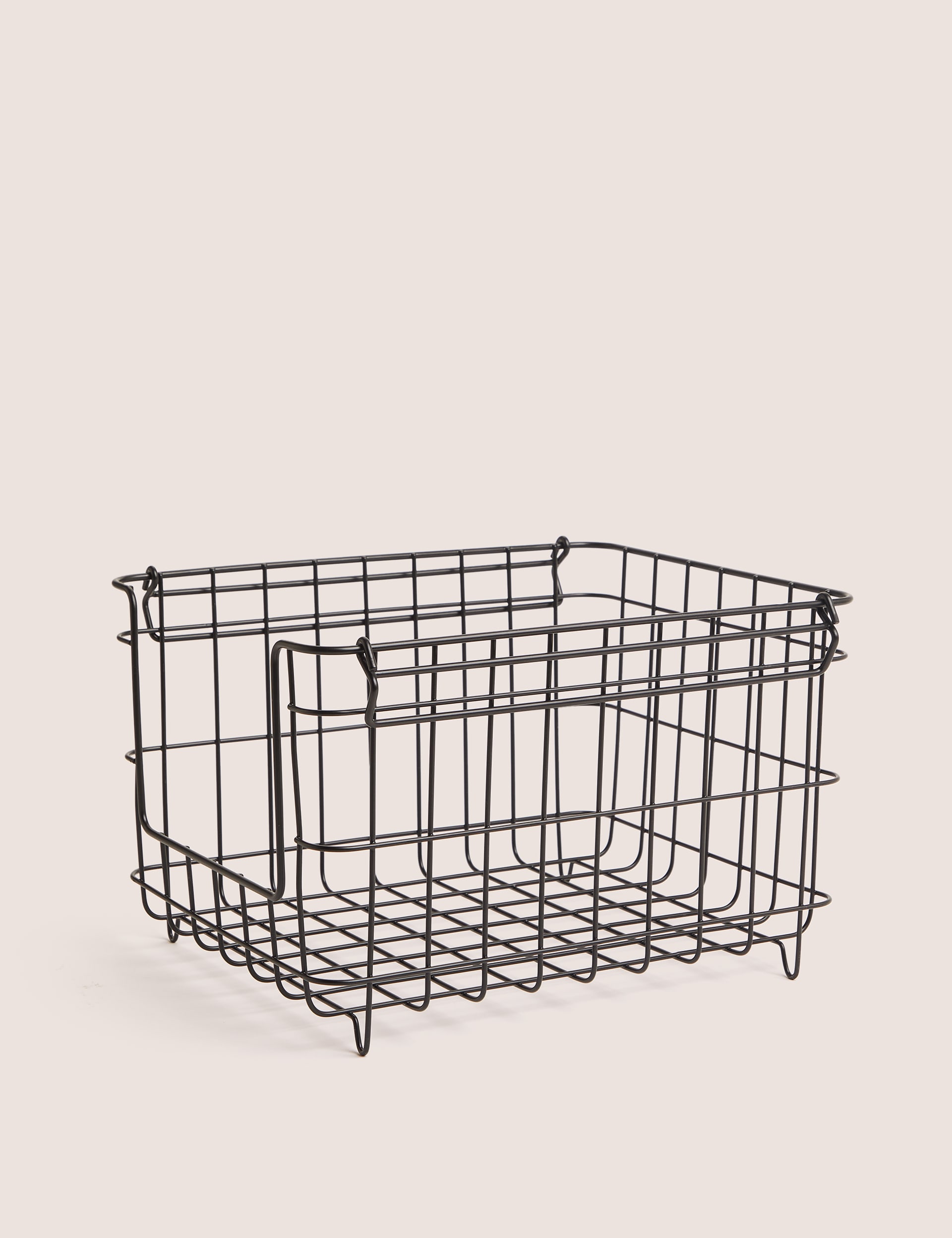 M&S Collection Large Stackable Storage Basket - Black, Black