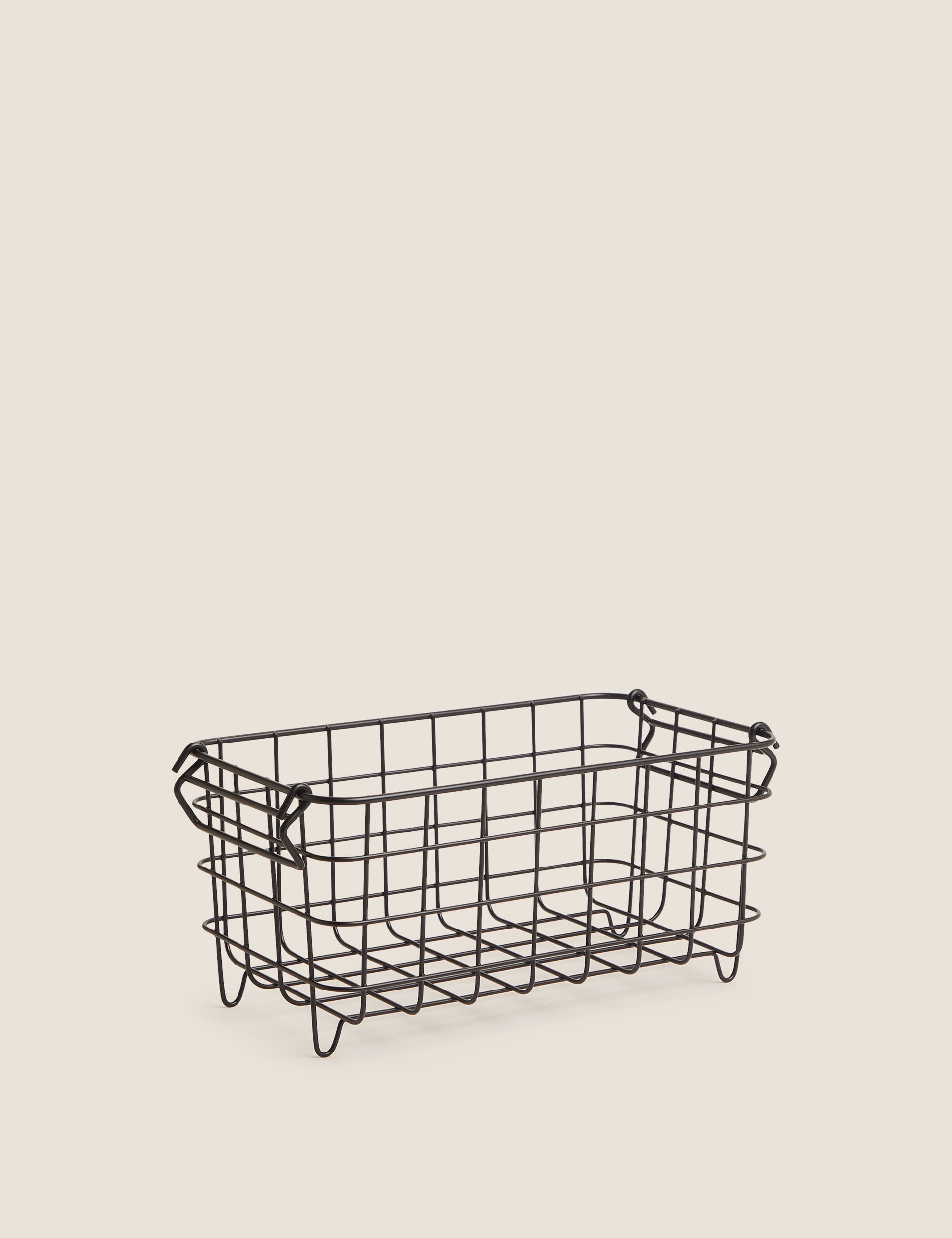 M&S Collection Small Stackable Wire Storage Basket - Black, Black