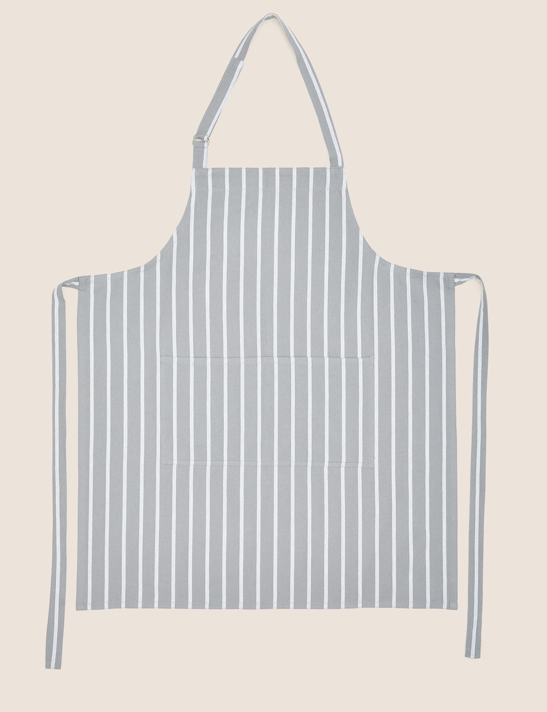 M&S Collection Pure Cotton Striped Apron - Navy, Navy,Grey