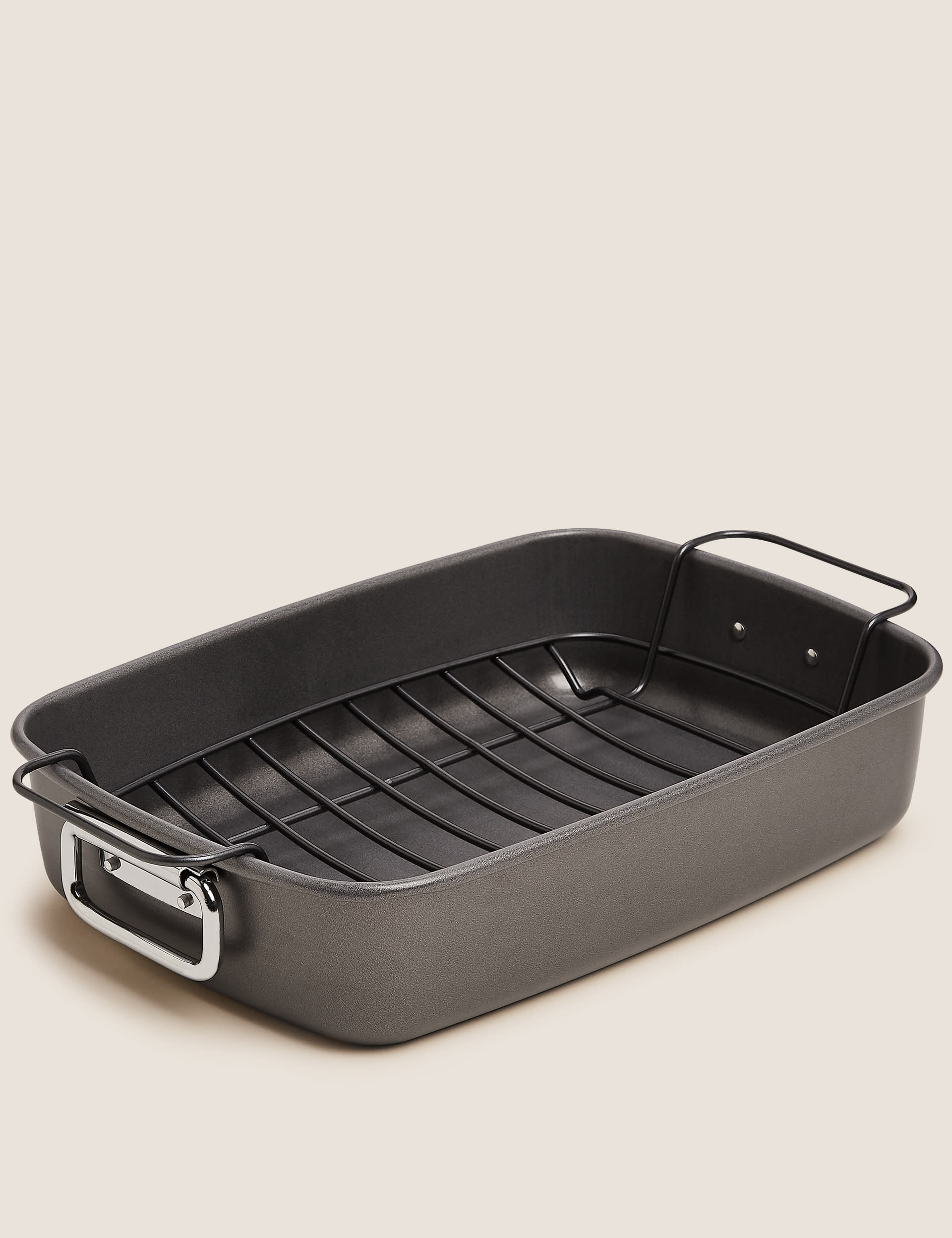 M&S Collection Carbon Steel Non-Stick Roast & Rack - Silver, Silver