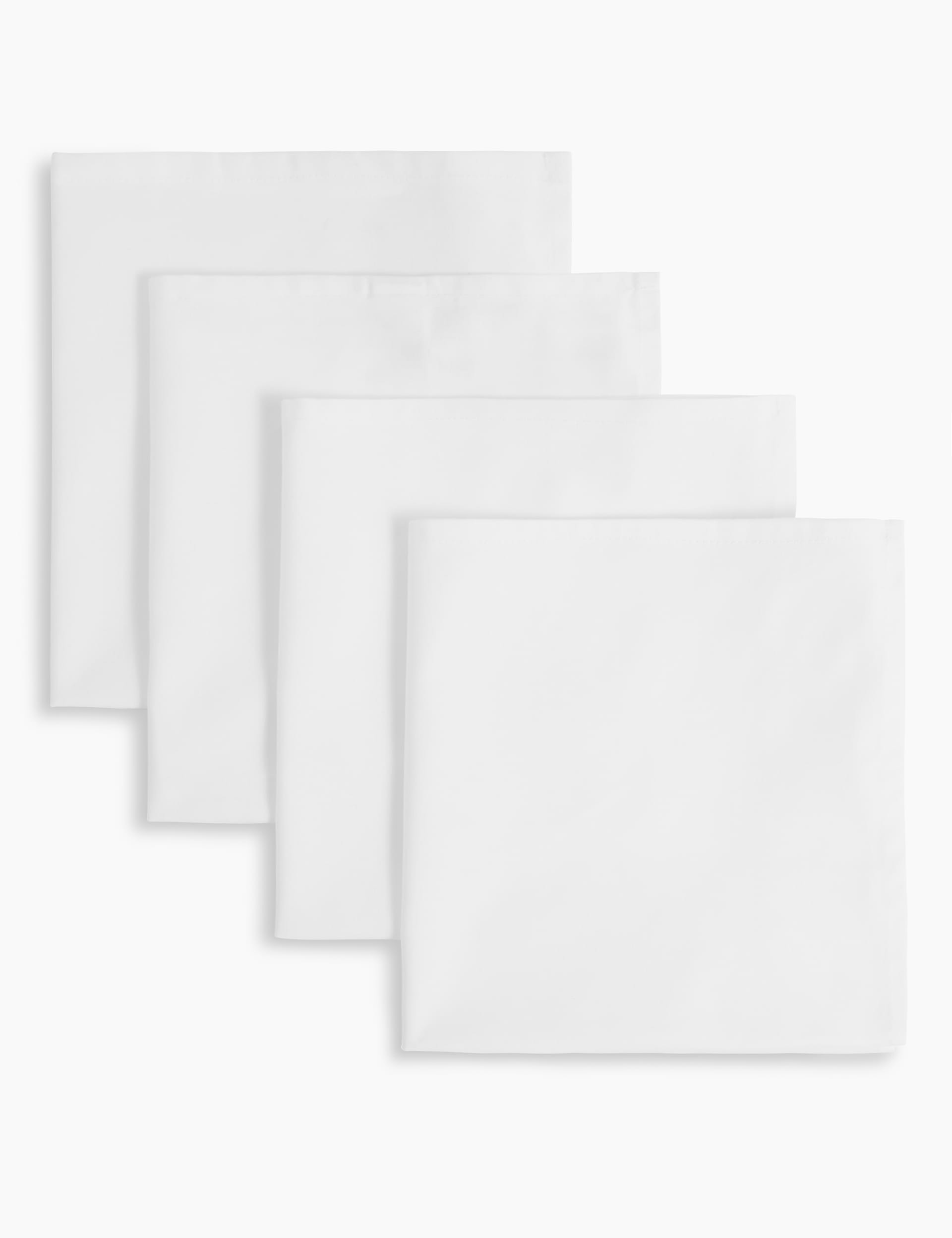 M&S Collection Set of 4 Cotton Napkins - White Mix, White Mix