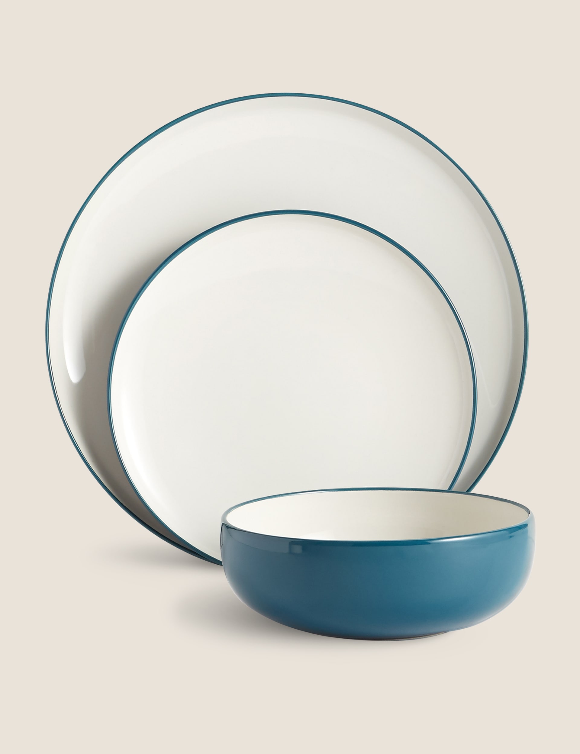 M&S Collection 12 Piece Tribeca Dinner Set - Teal, Teal