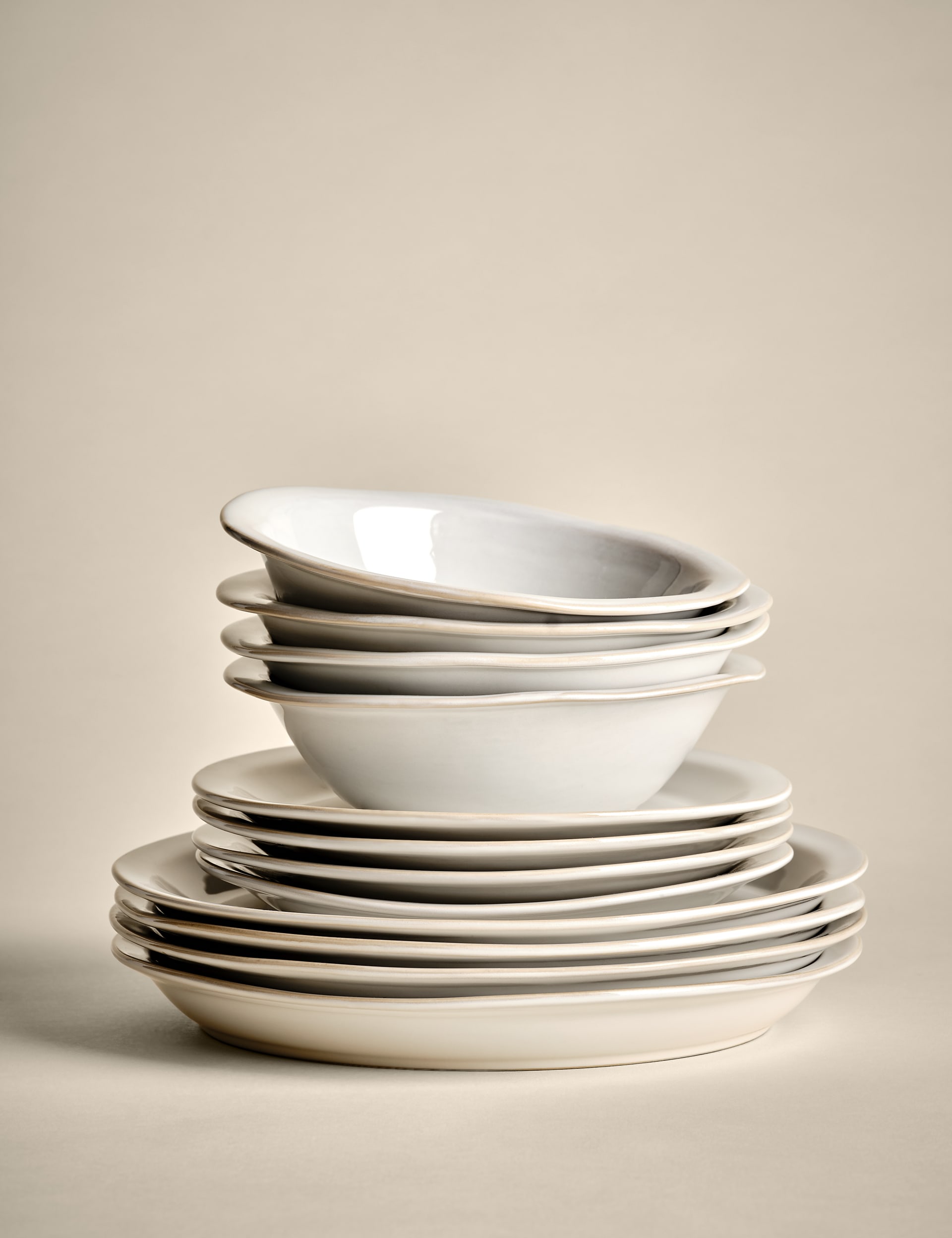 M&S Collection 12 Piece Country Collection Dinner Set - Natural, Natural