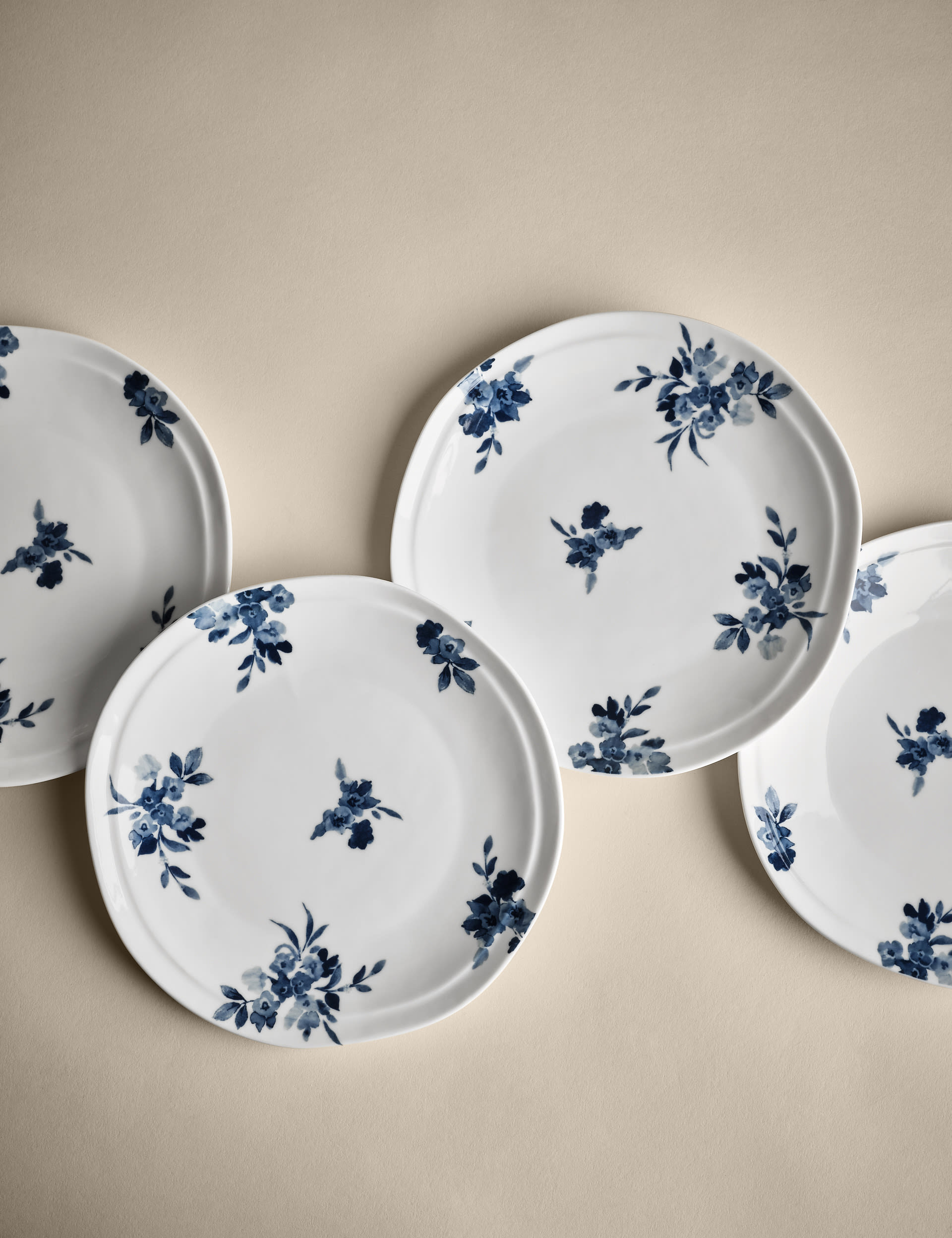 M&S Collection Set of 4 Cherry Blossom Side Plates - Blue, Blue