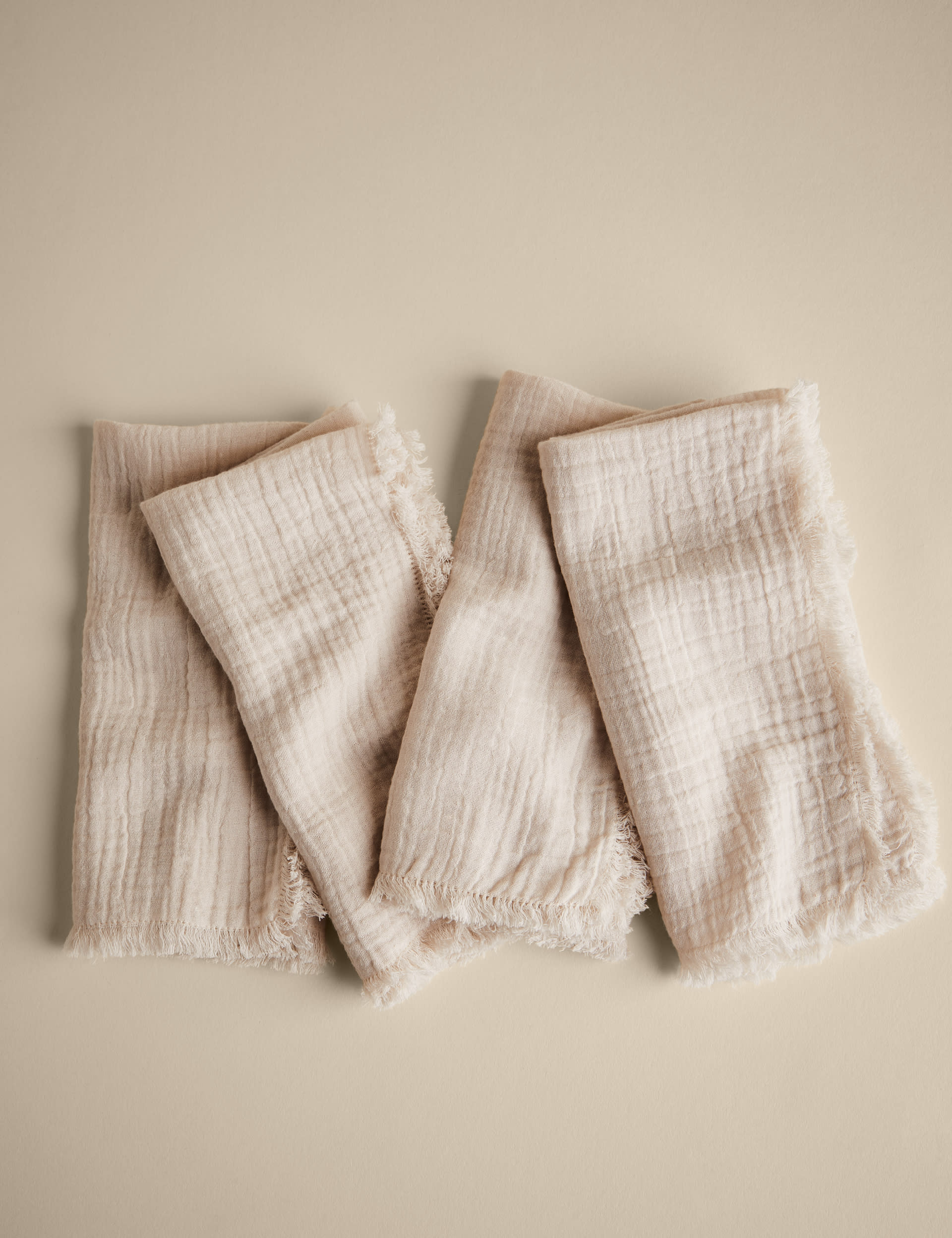 M&S Collection Set of 4 Frayed Edge Muslin Napkins - Natural, Natural