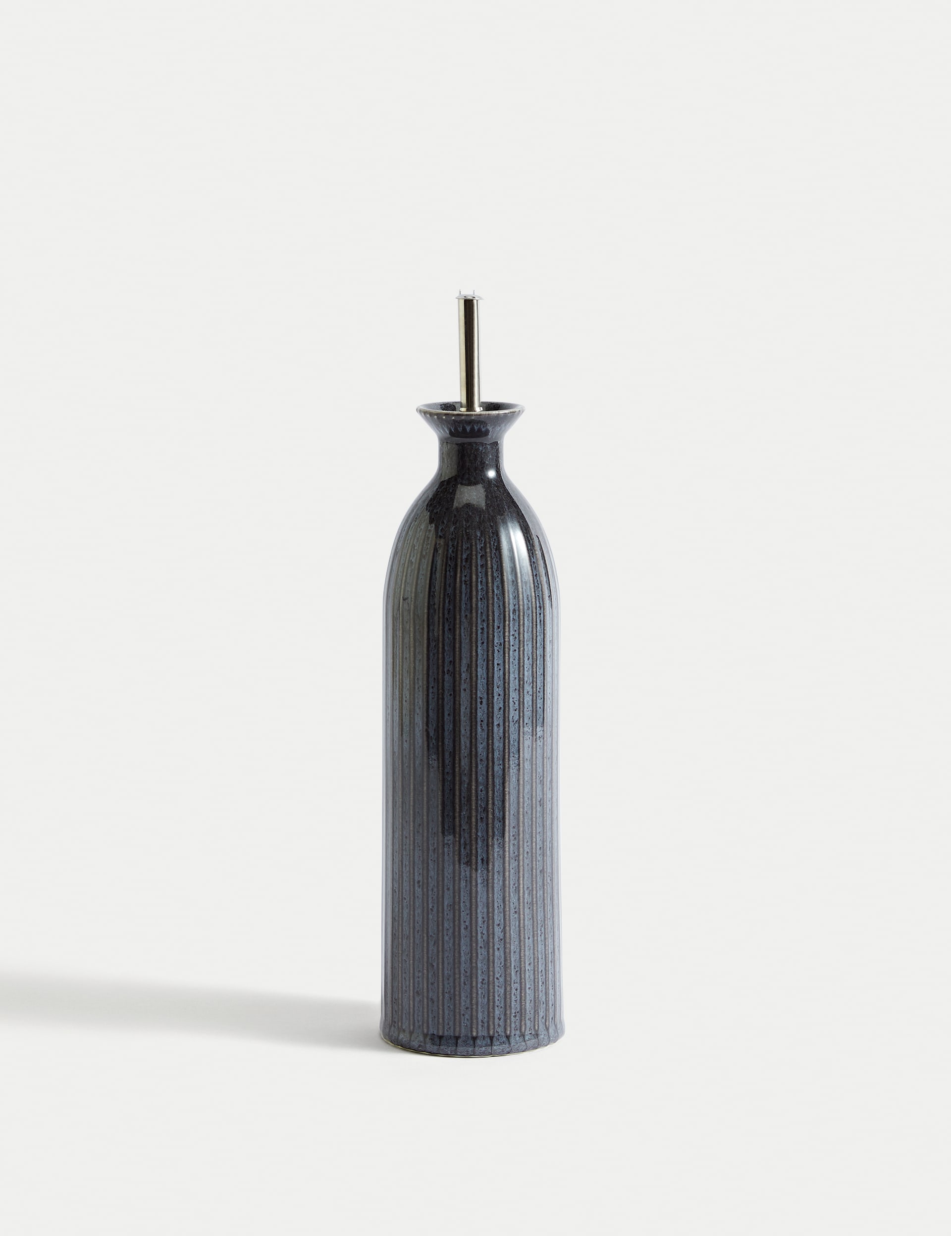 M&S Collection Ribbed Oil & Vinegar Pourer - Charcoal, Charcoal,Cream C