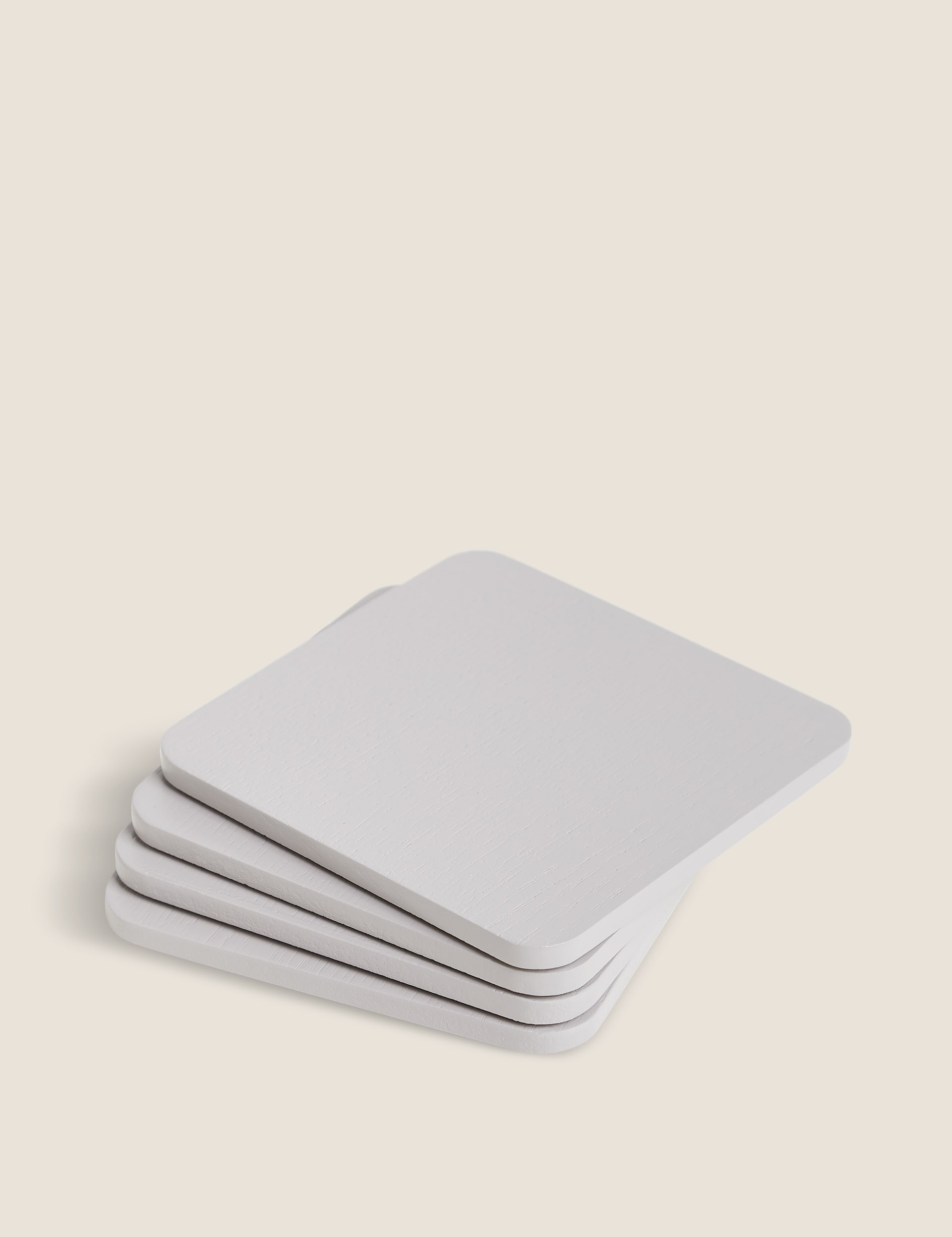 M&S Collection Set of 4 Square Wooden Coasters - Grey, Grey