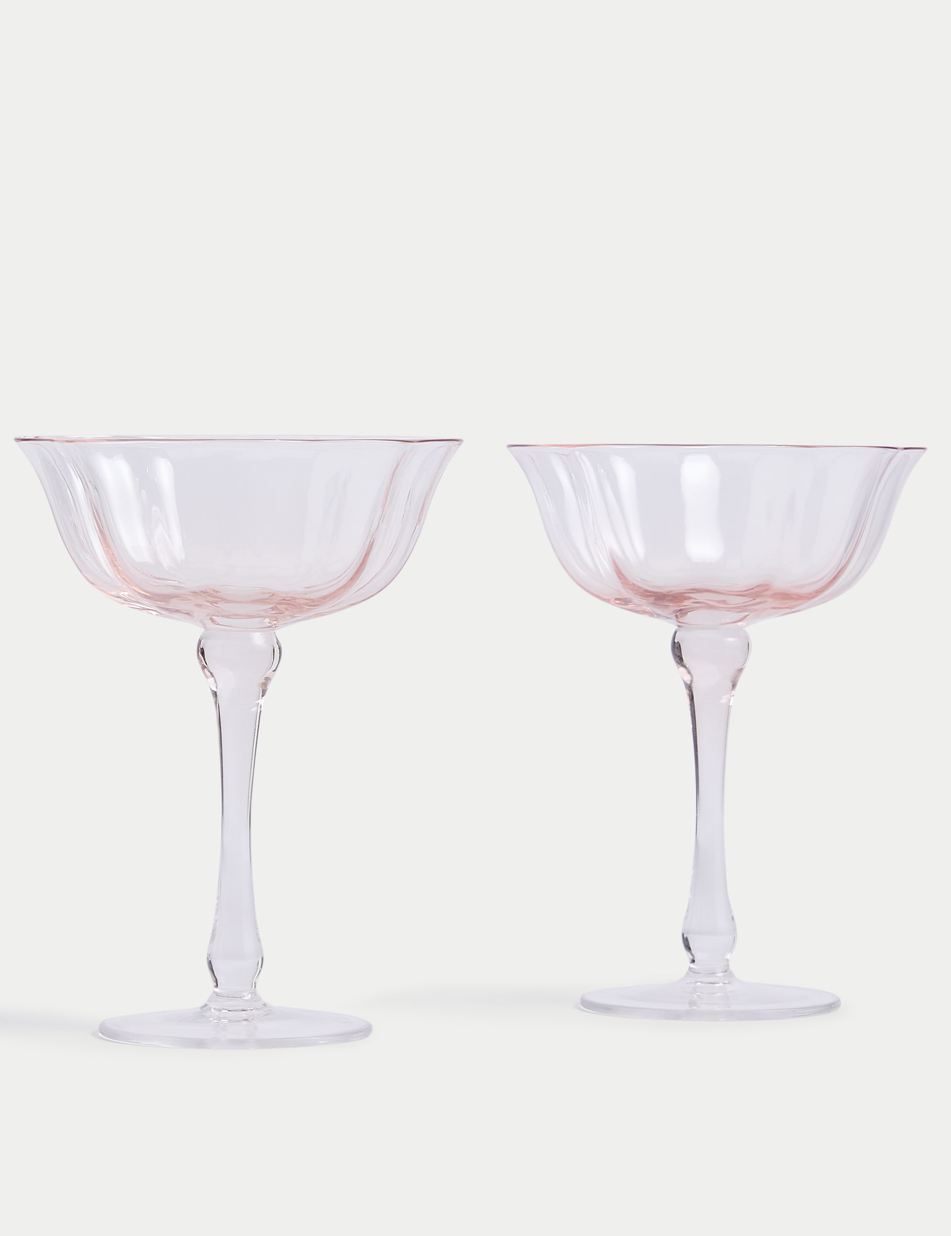 M&S Collection Set of 2 Fleur Ombr Coupe Glasses - Peach, Peach