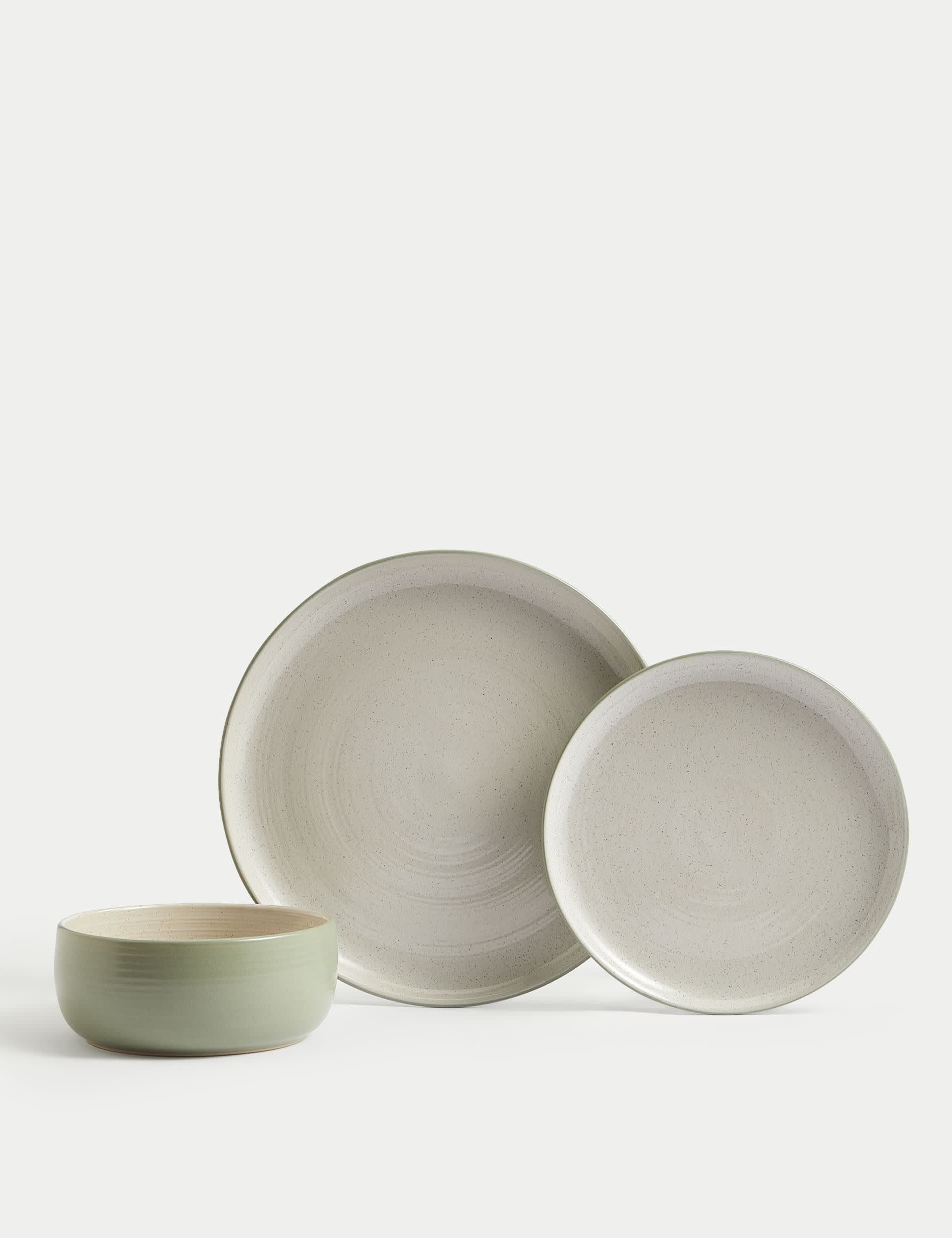 M&S Collection 12 Piece Michigan Dinner Set - Grey, Green,Grey,Orange