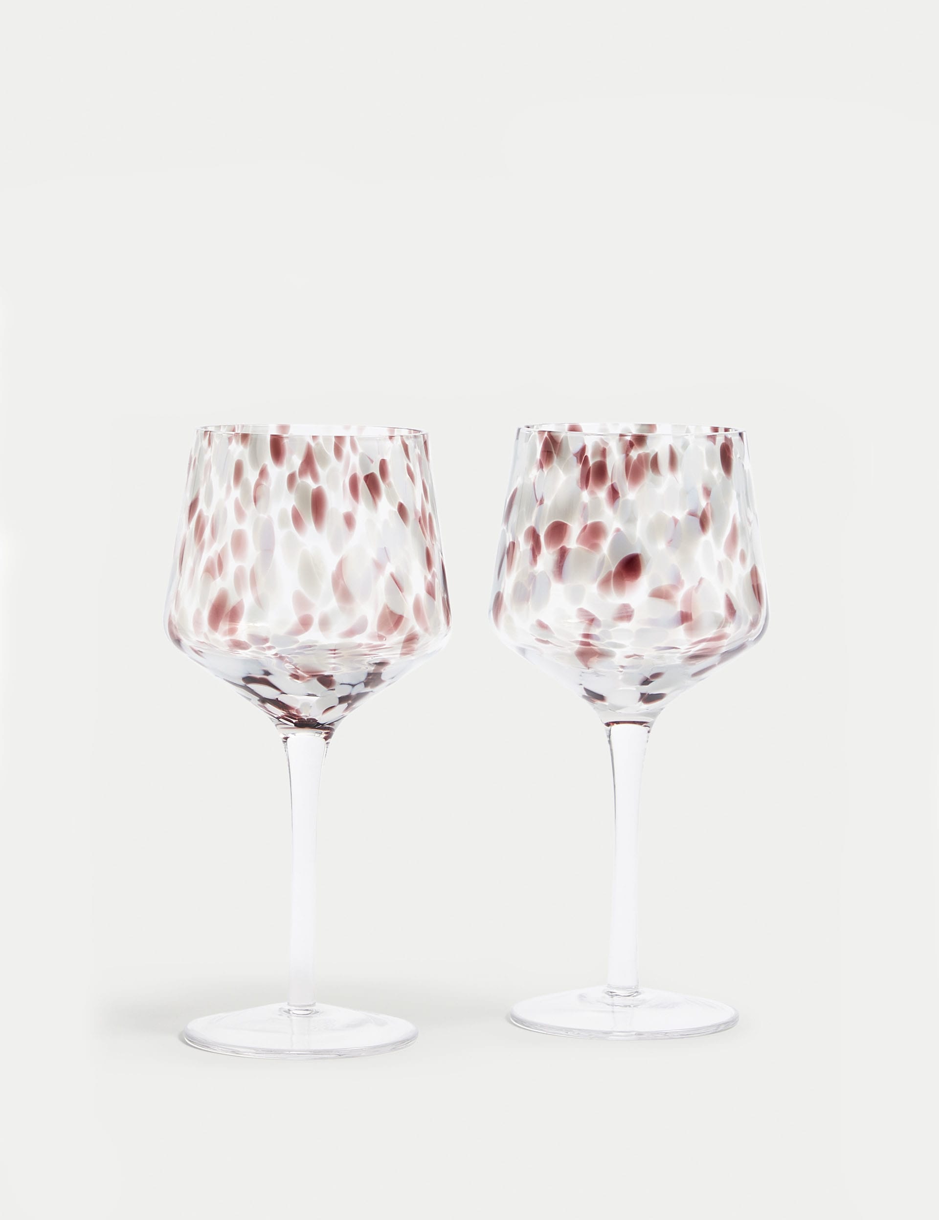 M&S Collection Set of 2 Speckled Wine Glasses - Grey, Grey,White