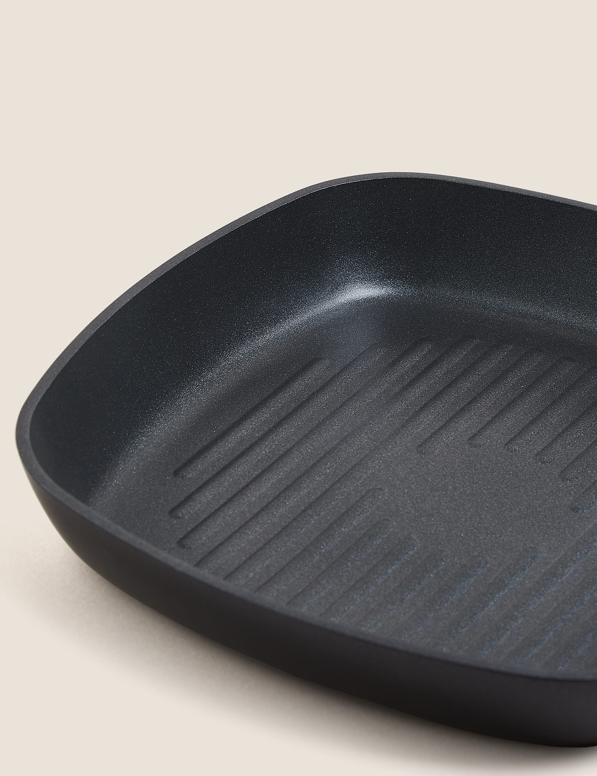 M&S Collection Black Aluminium 26cm Non-Stick Griddle Pan, Black