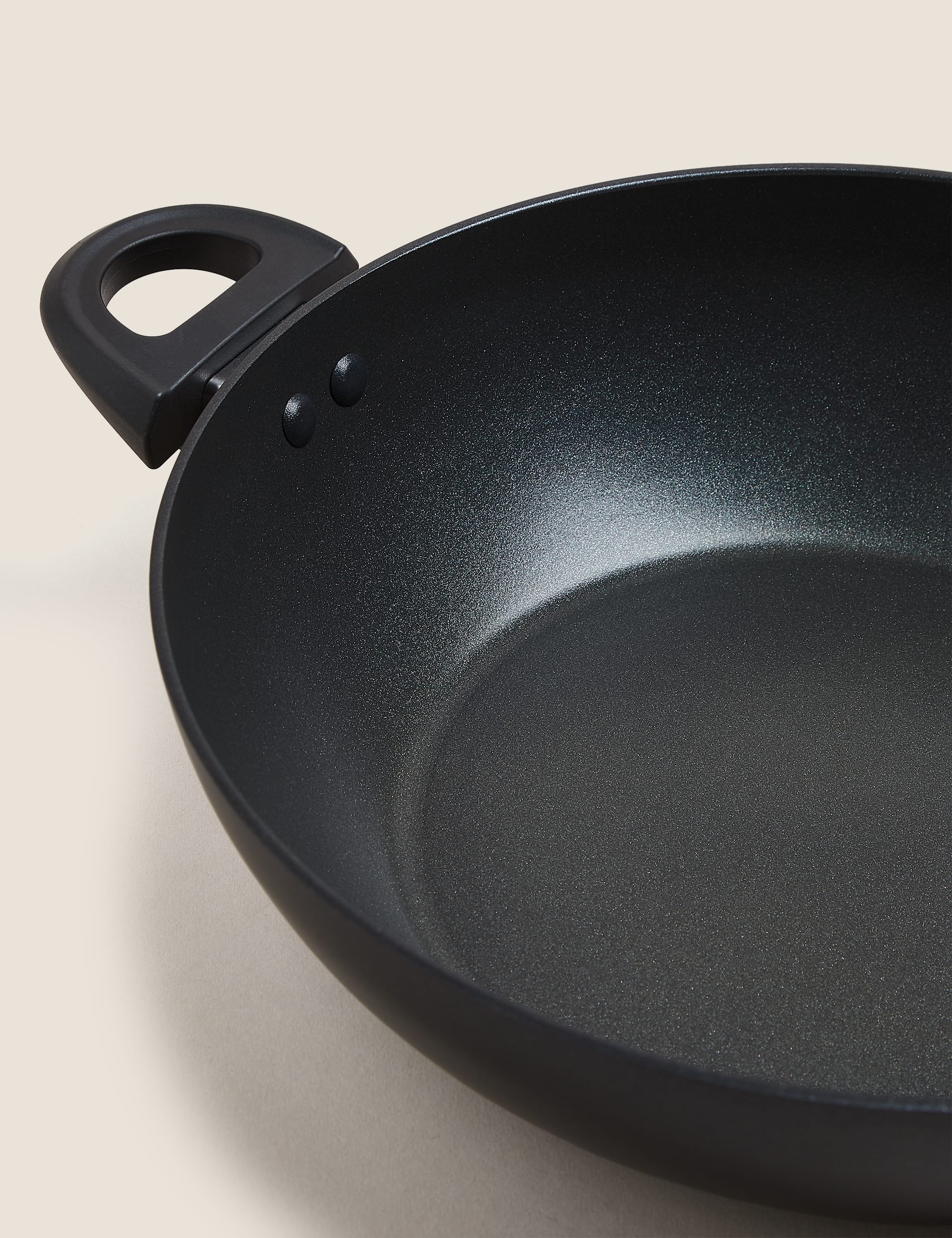 M&S Collection Aluminium 30cm Large Non-Stick Wok - Black, Black