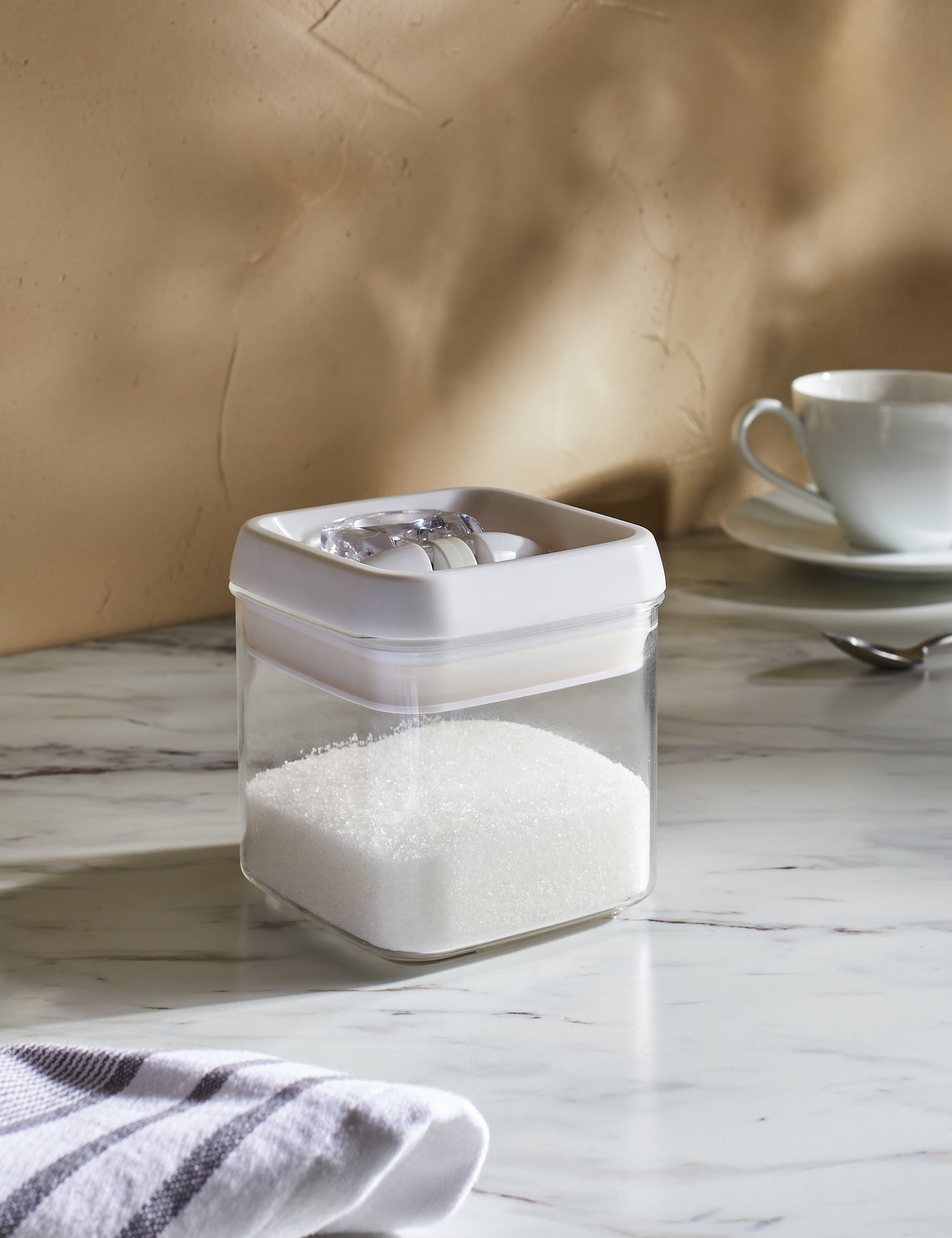 M&S Collection 0.5L Square Flip-Tight Food Storage - White Mix, White Mix