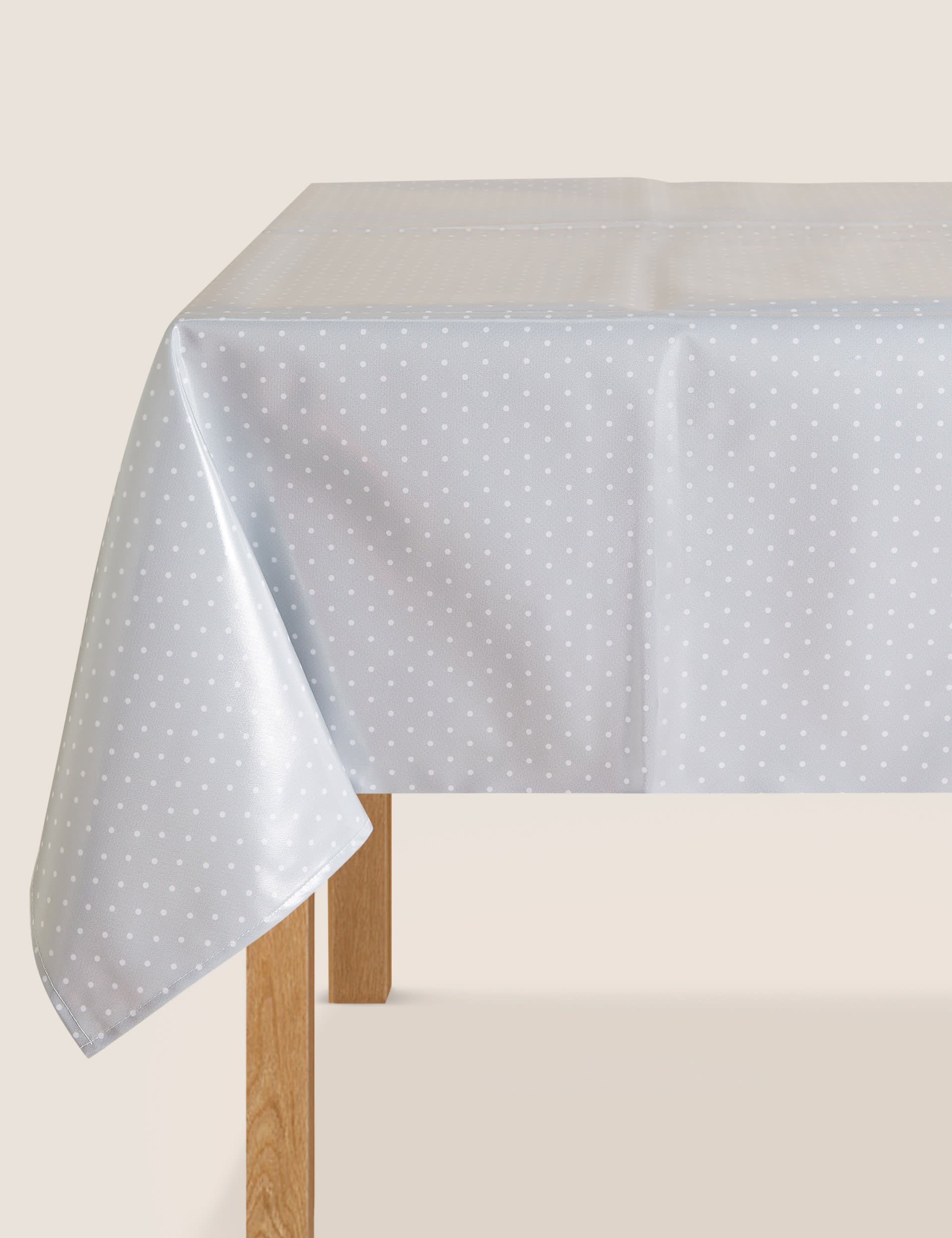 M&S Collection Dotted Wipe Clean Tablecloth - Grey Mix, Grey Mix