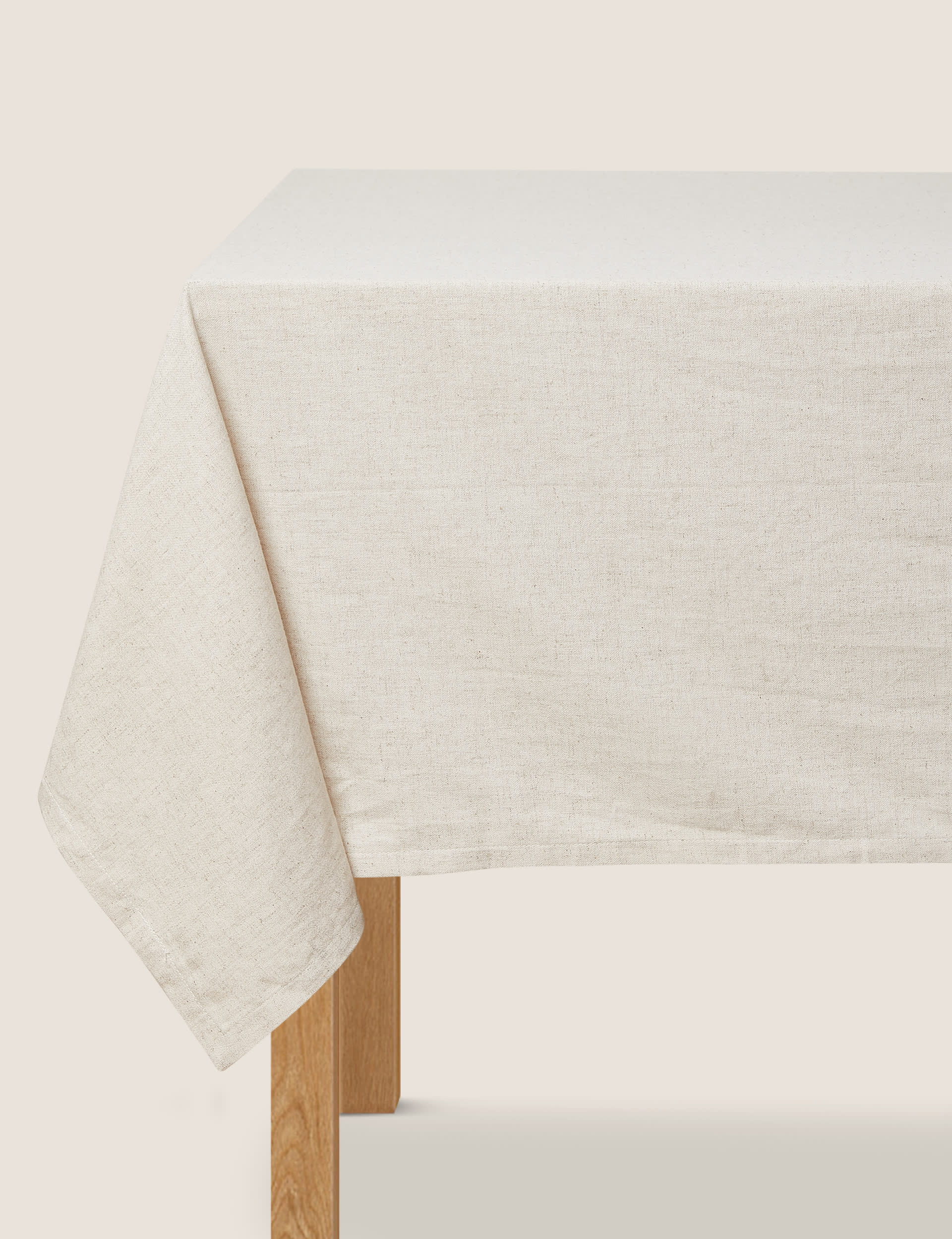 M&S Collection Cotton with Linen Tablecloth - Burnt Orange, White Mix,Grey,Natural,Burnt Orange