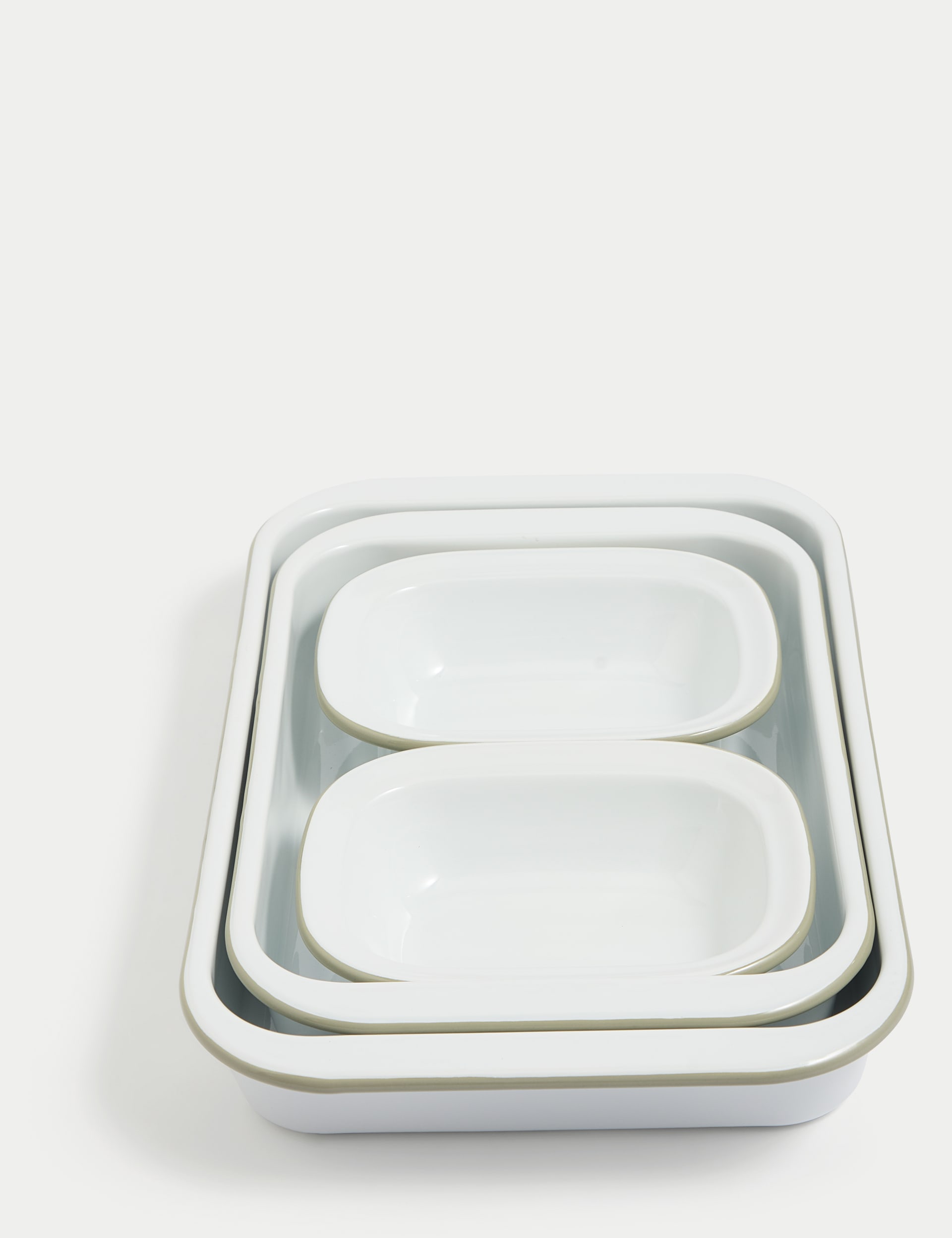 M&S Collection 4 Piece Enamel Stacking Oven Trays - White Mix, White Mix