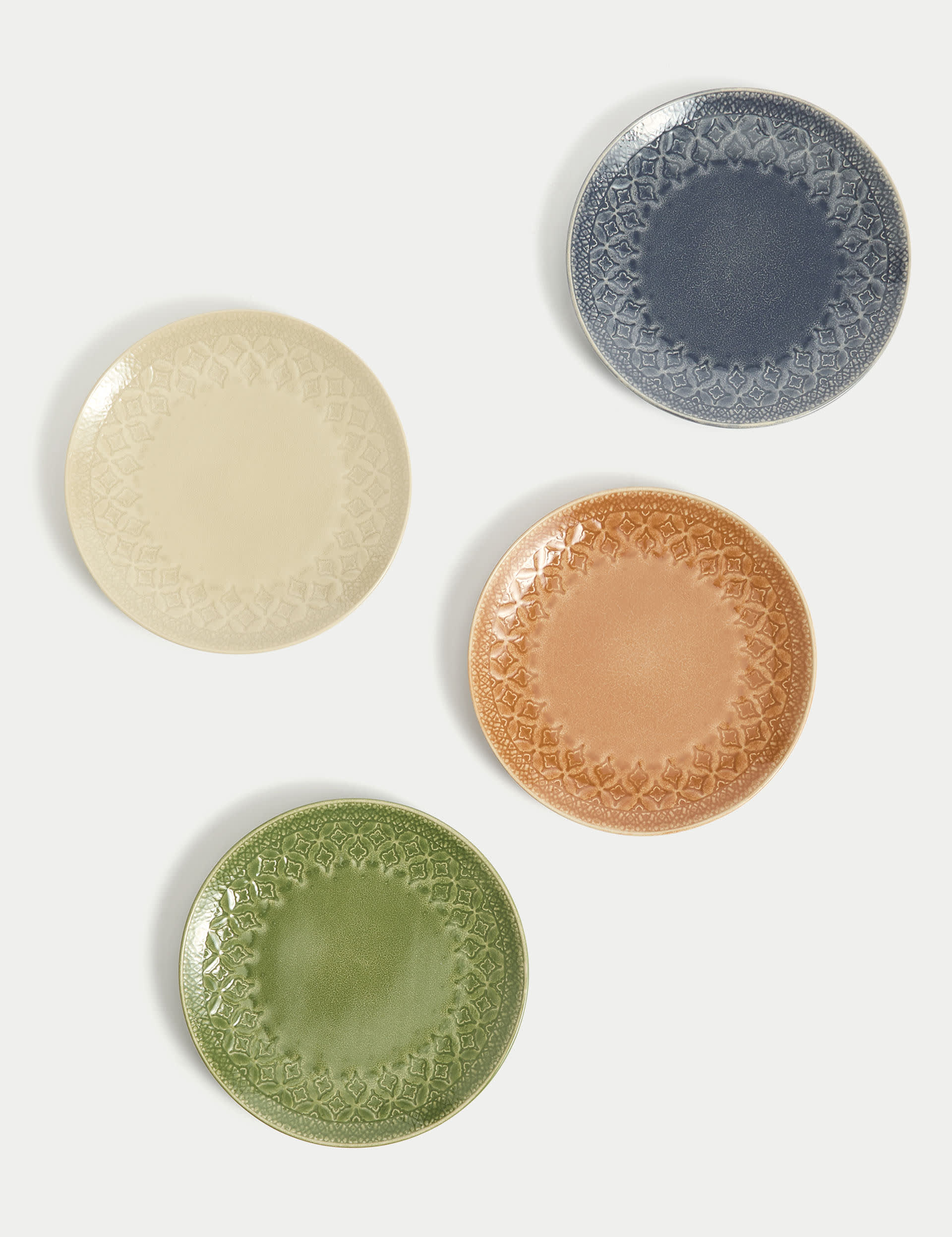 M&S X Fired Earth Set of 4 Stoneware Side Plates - Multi, Multi