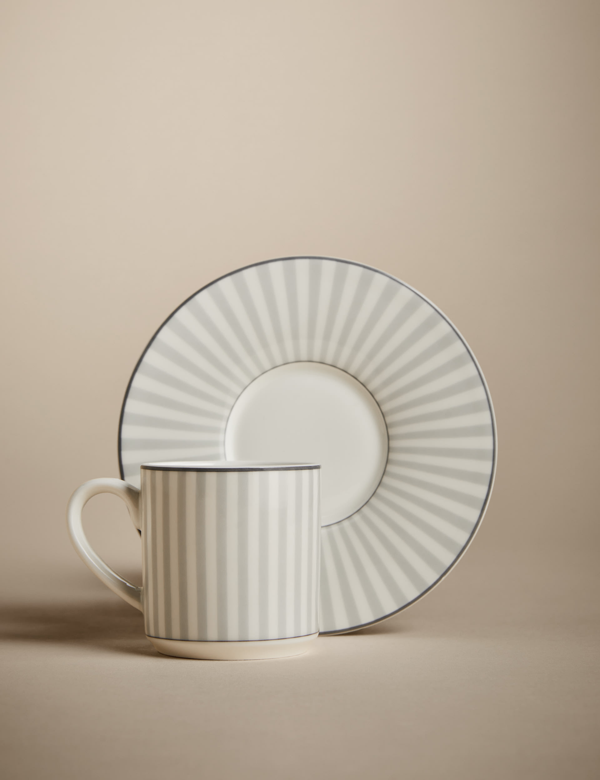 M&S Collection Hampton Espresso Cup & Saucer - Grey, Grey