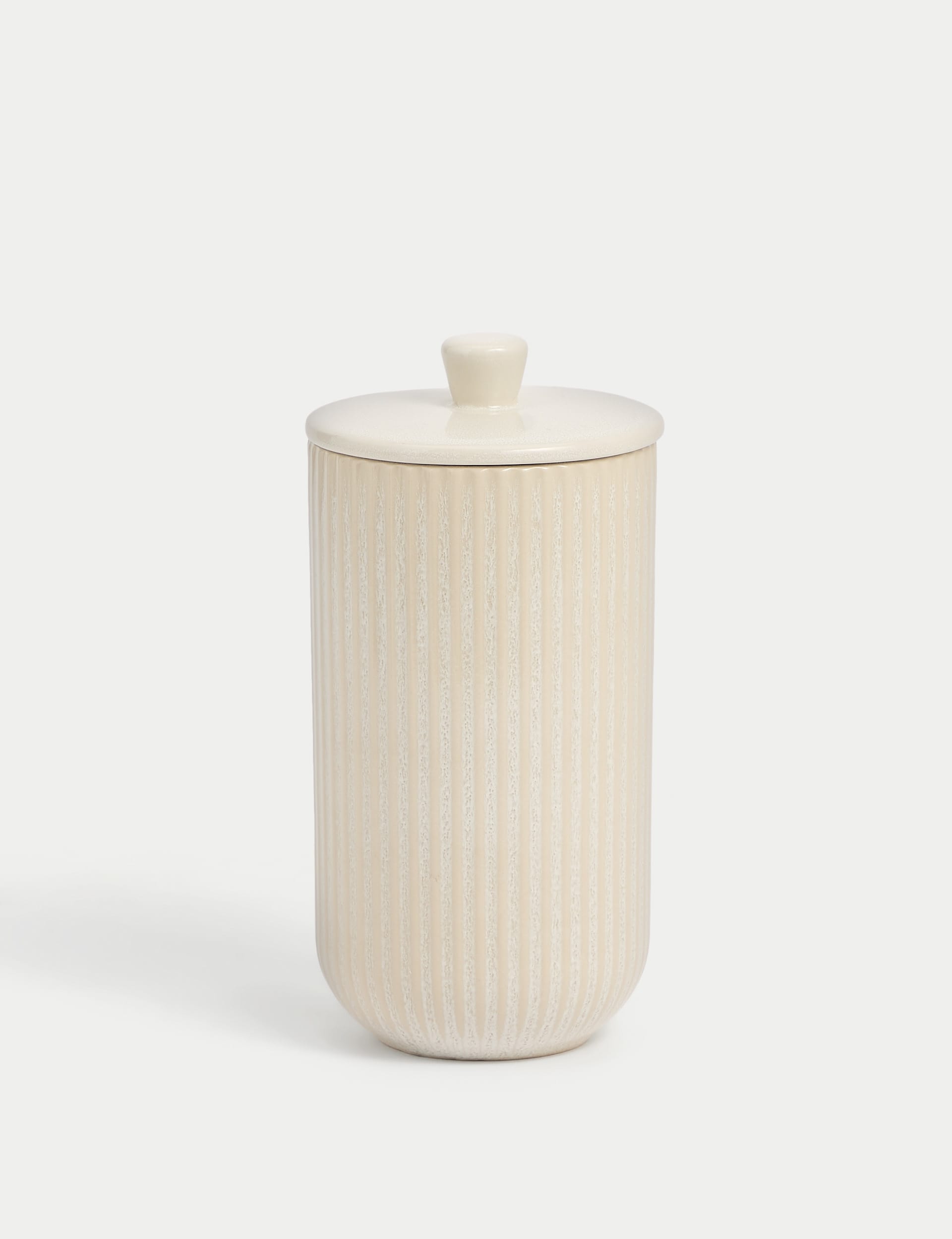 M&S Collection Large Ribbed Glazed Storage Jar - Cream, Charcoal,Cream