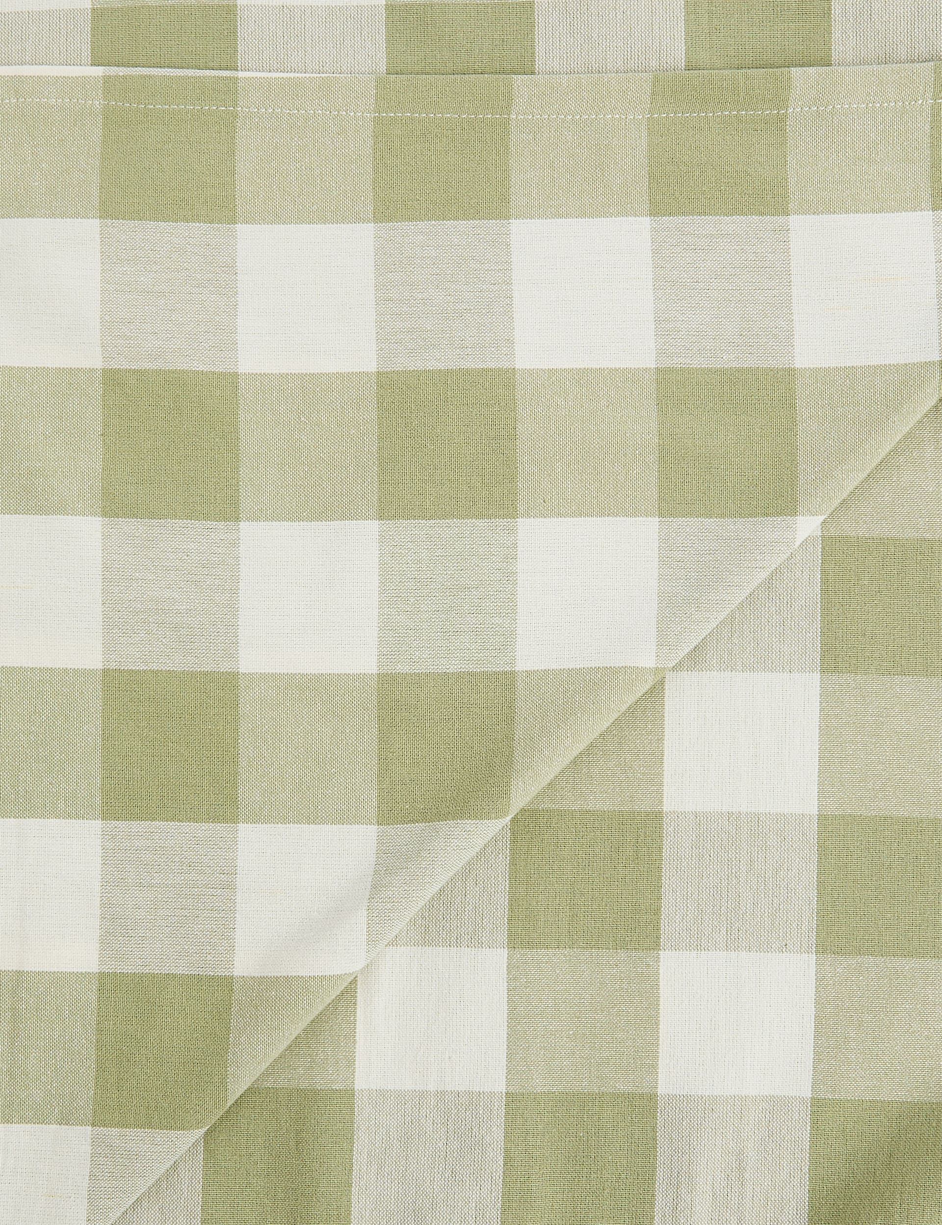 M&S Collection Pure Cotton Gingham Tablecloth - Green, Green,Natural