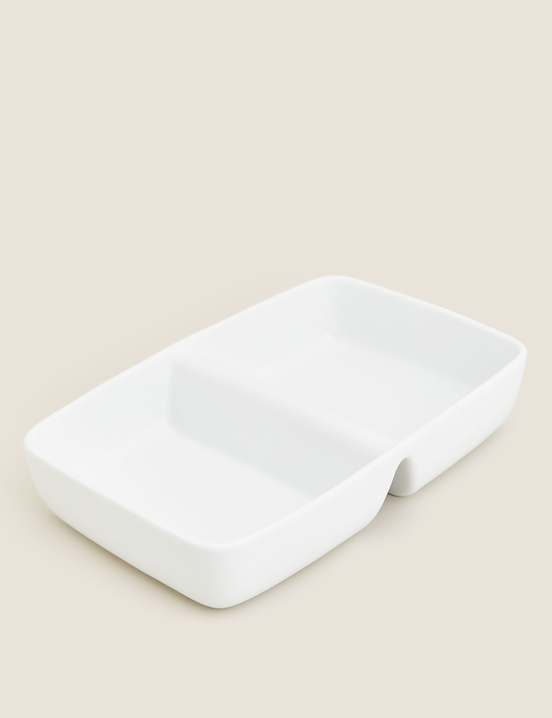 M&S Collection Ceramic Divided Vegetable Dish - White, White