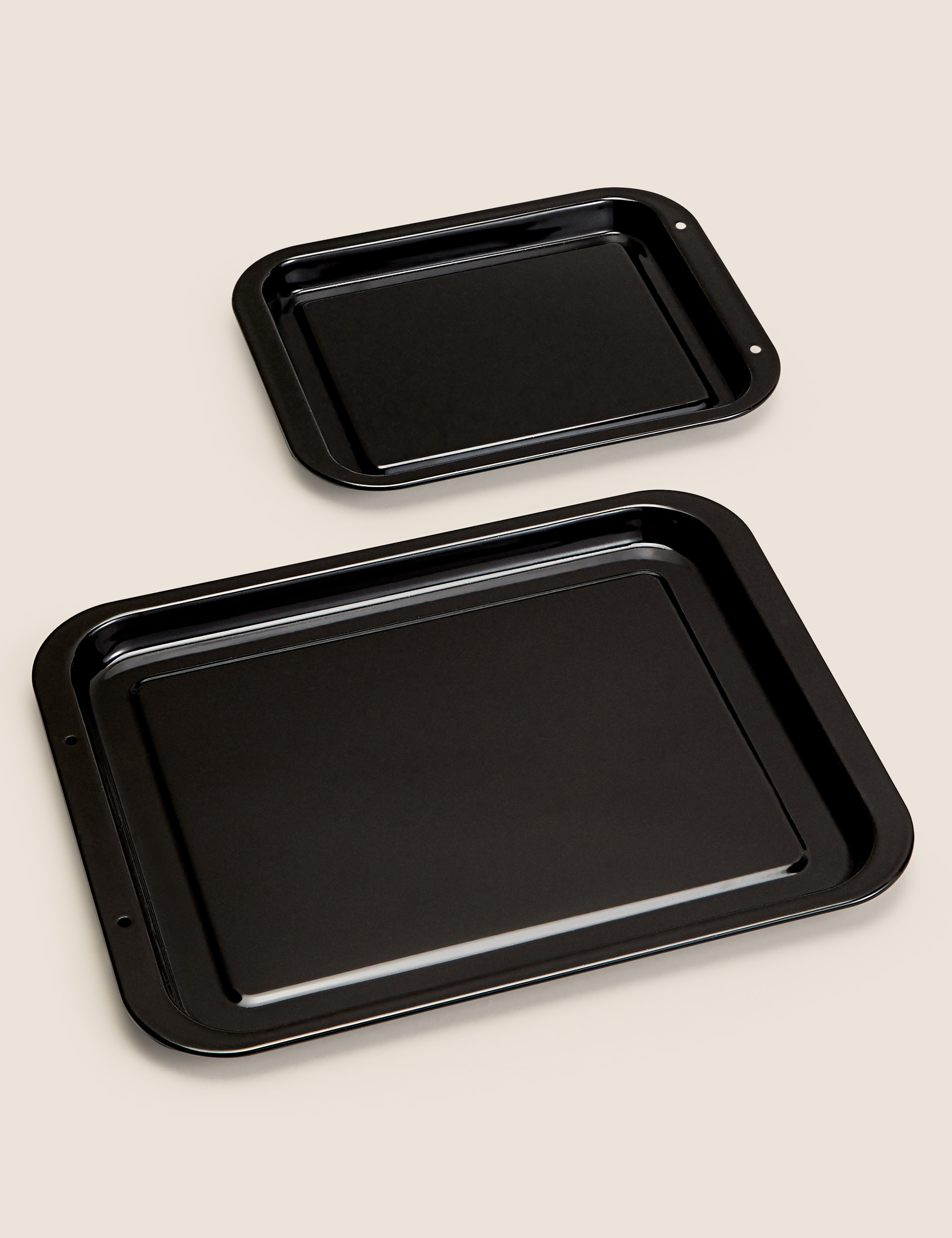 M&S Collection 2 Pack Vitreous Enamel Oven Trays - Silver, Silver