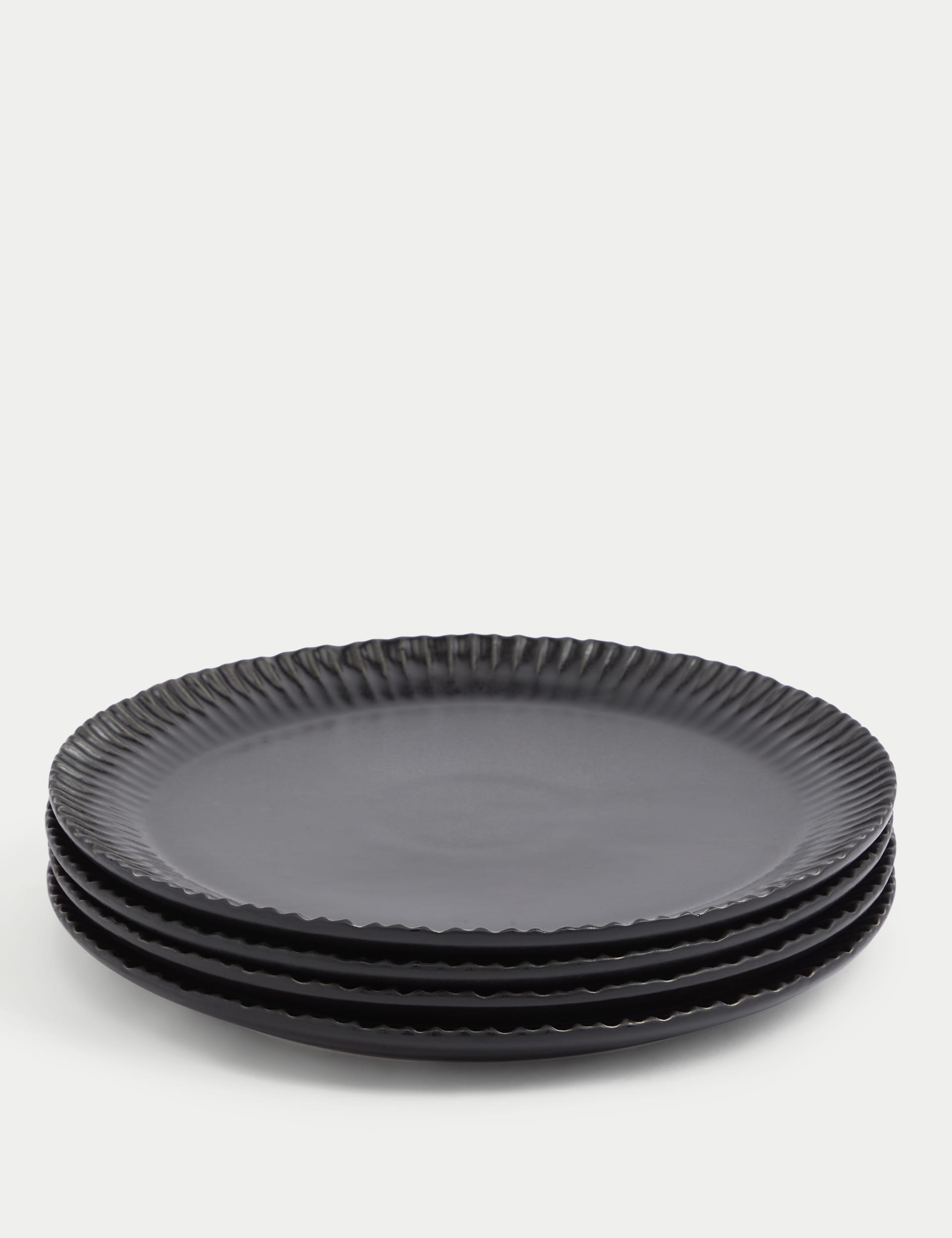 M&S Collection Set of 4 Textured Dinner Plates - Black, Black