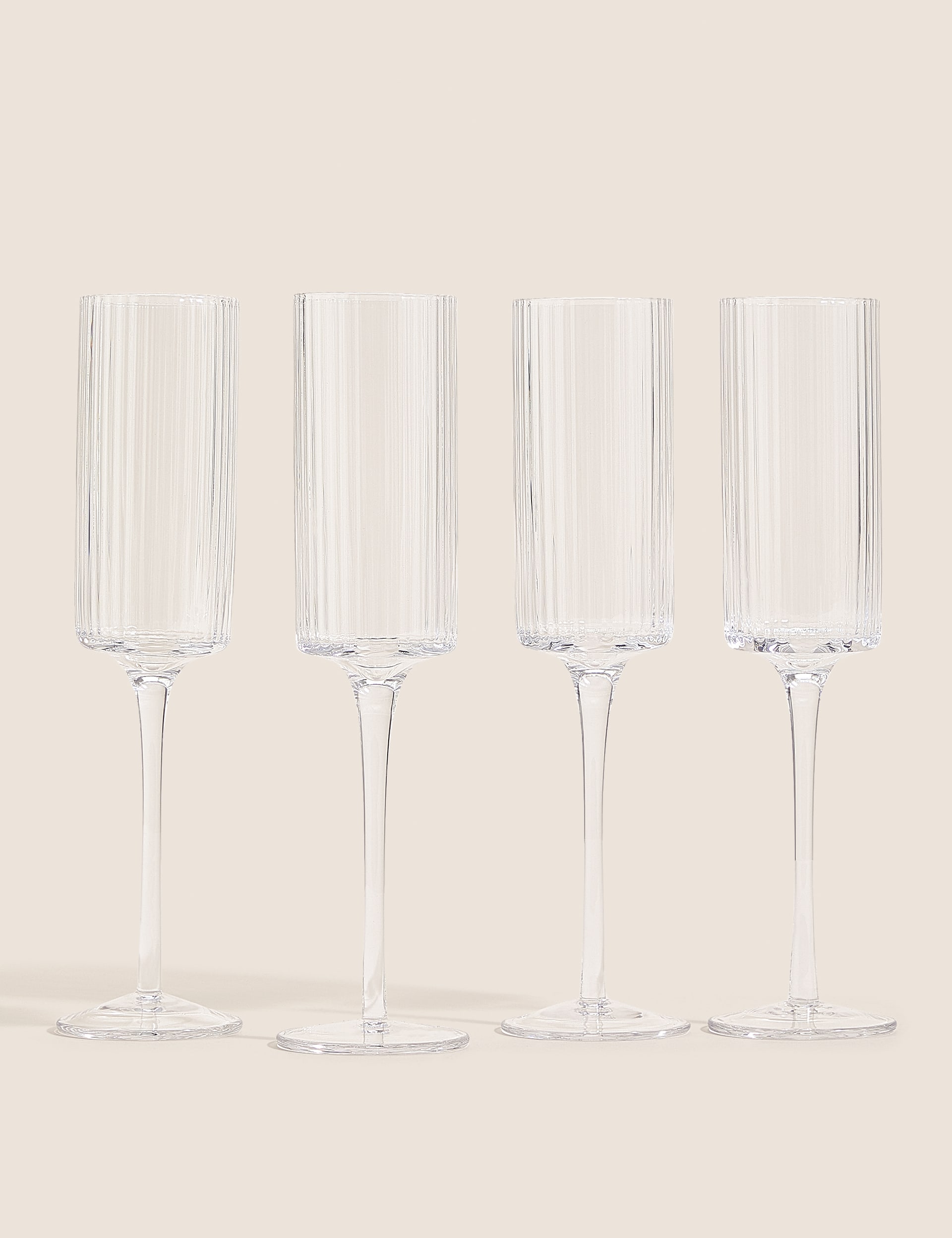 M&S Collection Set of 4 Handmade Celine Champagne Flutes, Grey,Amber